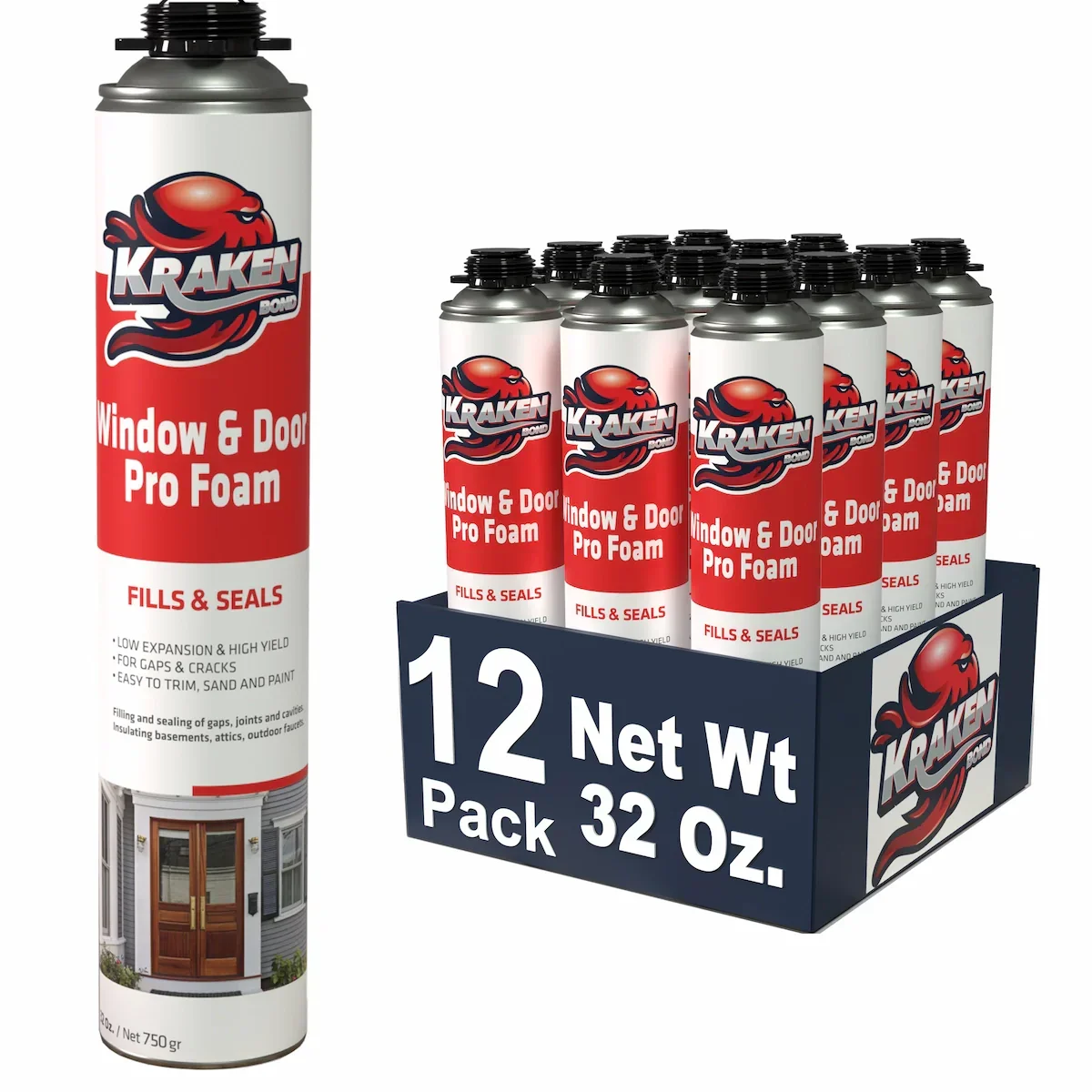 PRO Low Expansion Window & Door Gap Filler Spray Foam, Gun Use, 24 oz / 32 oz - 12/24 Pack