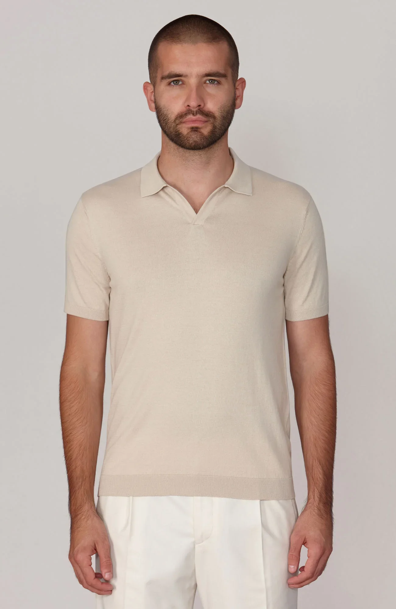 Mens Ultra Fine Cotton Buttonless Polo Shirt