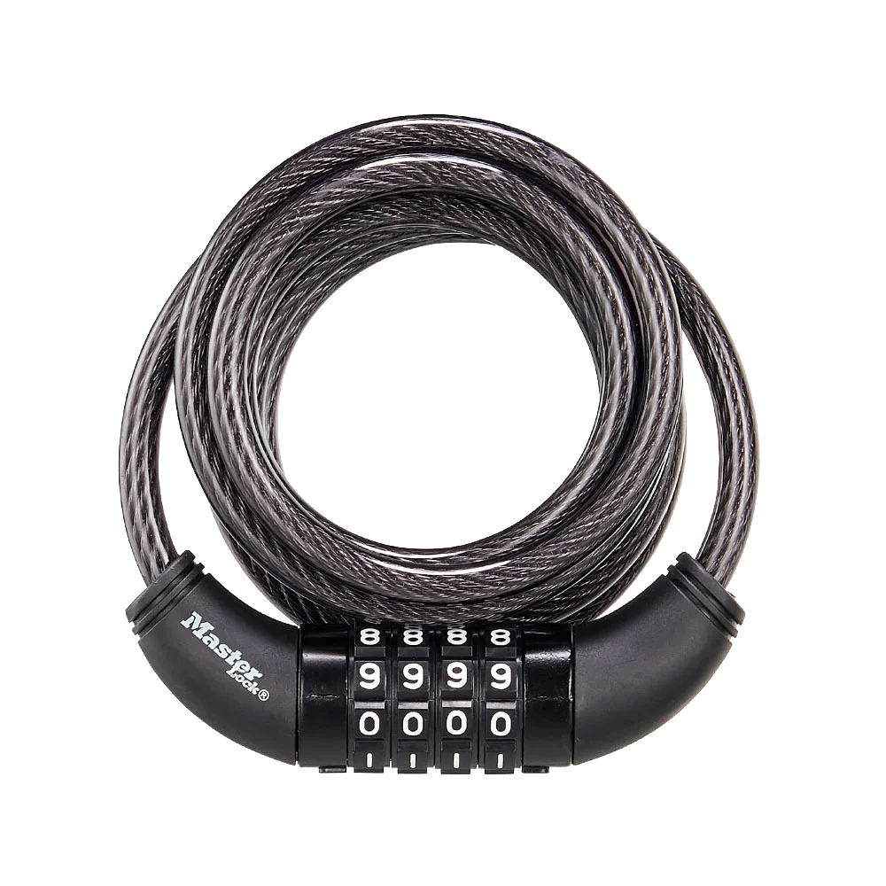 Combination Braided Steel Cable Lock, 6 ft x 5/16 in