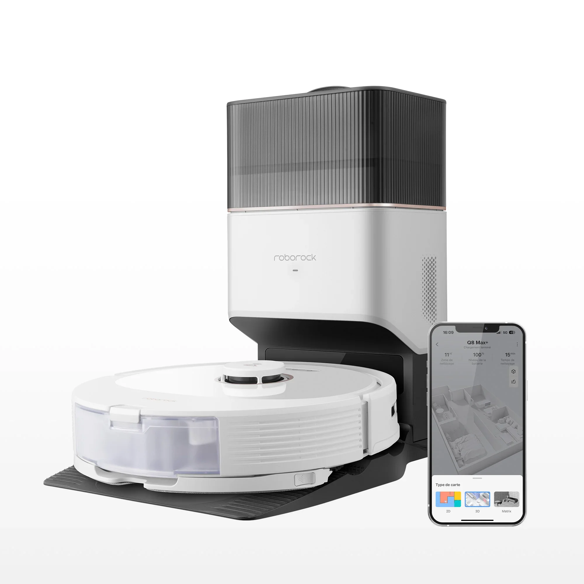 Roborock Q8 Max+ robot aspirateur avec station de vidage automatique