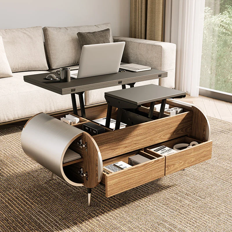 UCapsule Lift-Top Coffee Table with Rounded Edges and Drawers