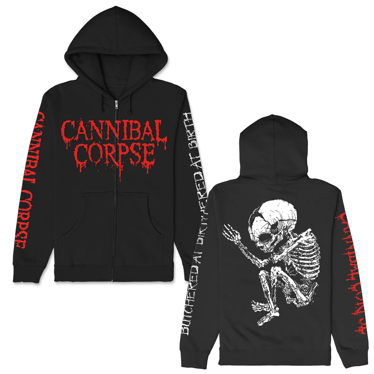Butchered At Birth Fetus Zip Up Hoodie (Black)