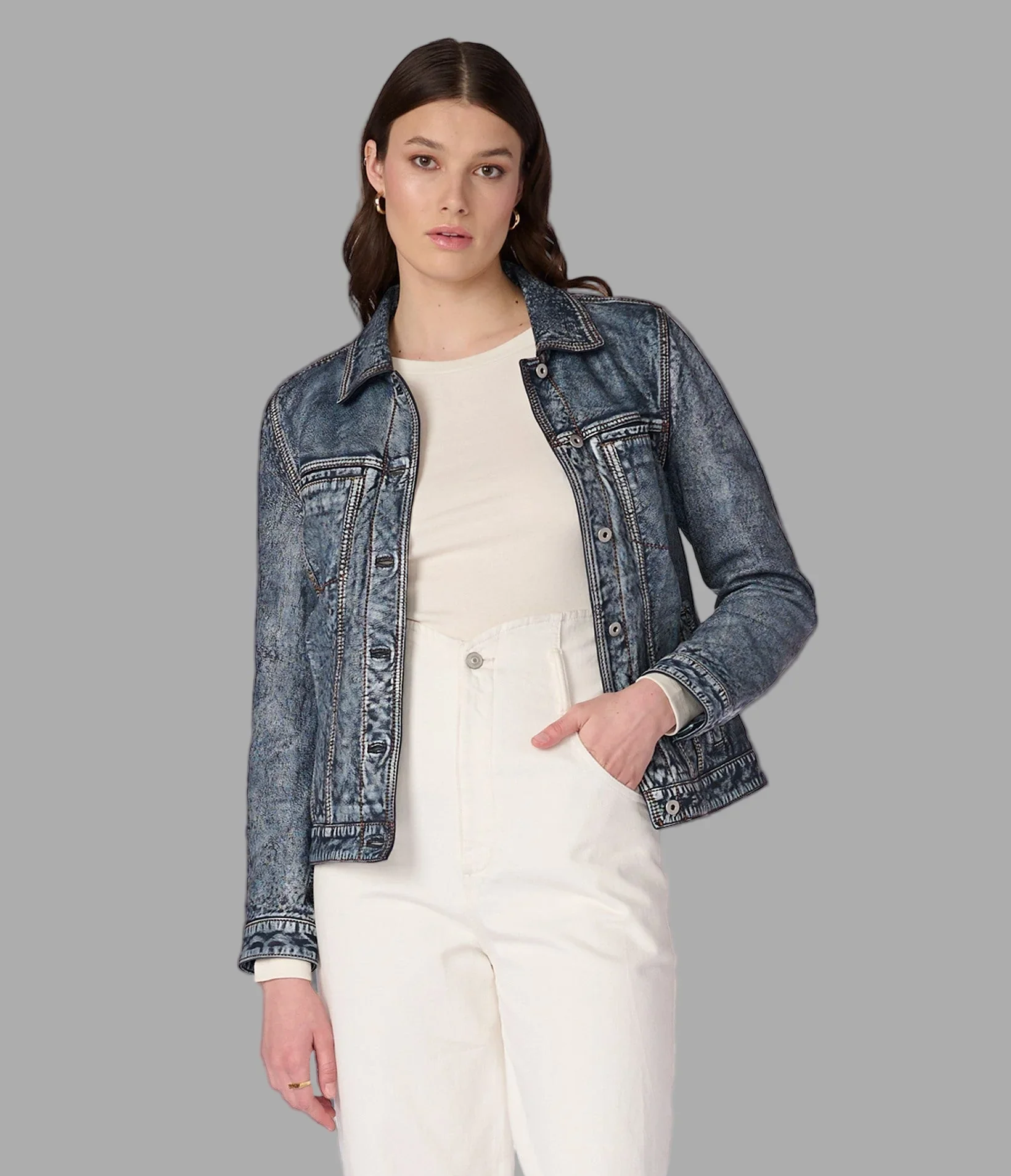 Addison Leather Denim Jacket