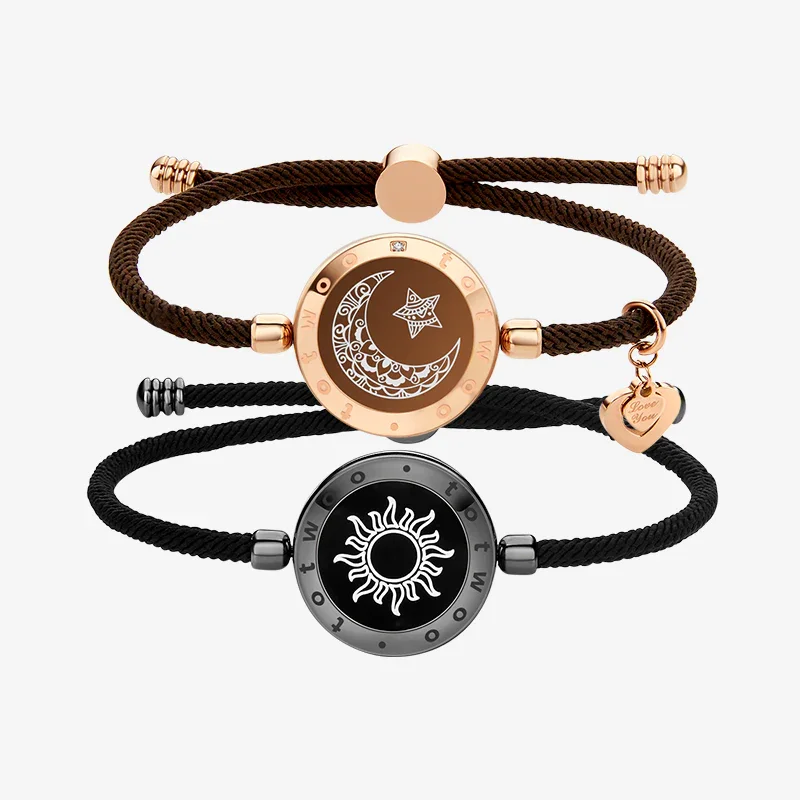 Sun & Moon Touch Bracelets with Milan Rope (Black+Brown)