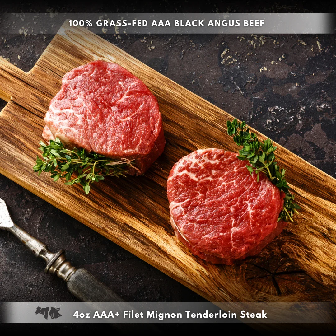 4 oz AAA+ Filet Mignon Tenderloin Steak- (Grass Fed)