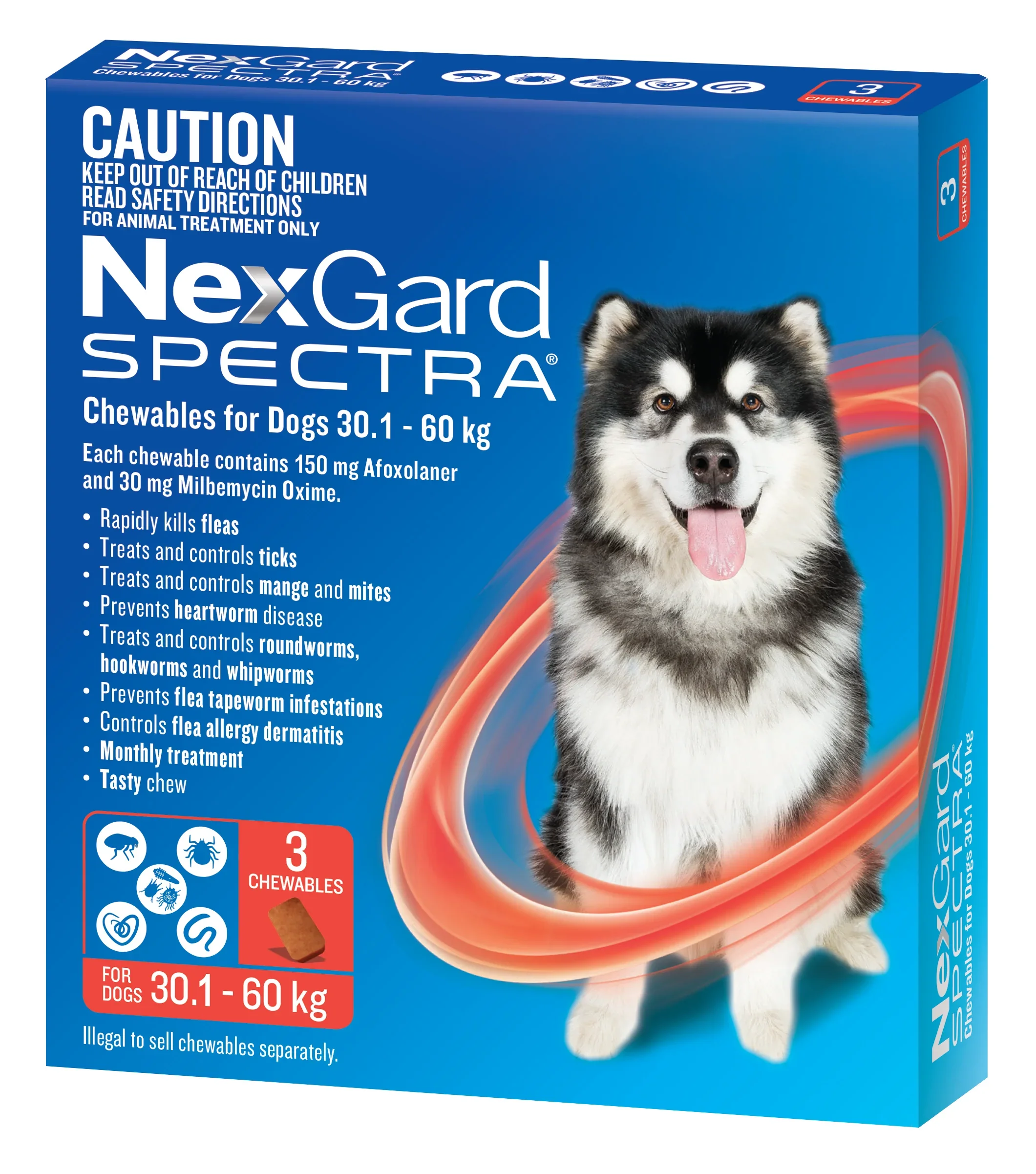 NexGard SPECTRA Red Monthly Flea & Tick Chews for Extra Large Dogs 66–132 lbs