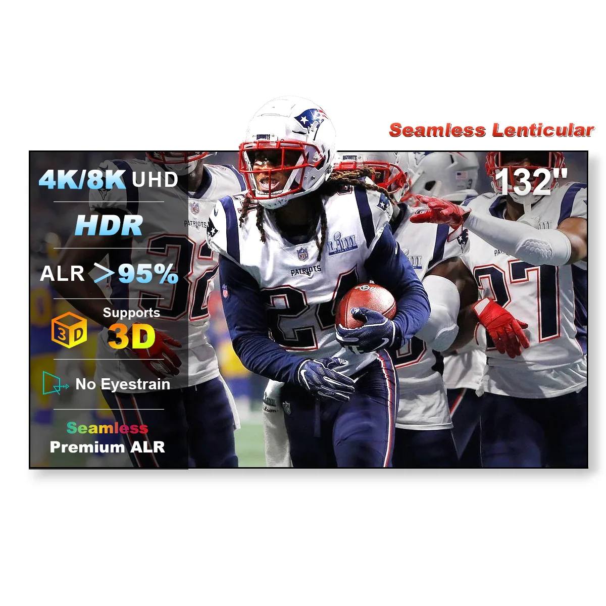 132 Inch NothingProjector Seamless Lenticular 4K UST 95% ALR Projector Screen