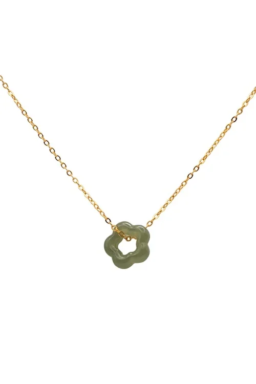 Plum Blossom — Green Jade Pendant Necklace