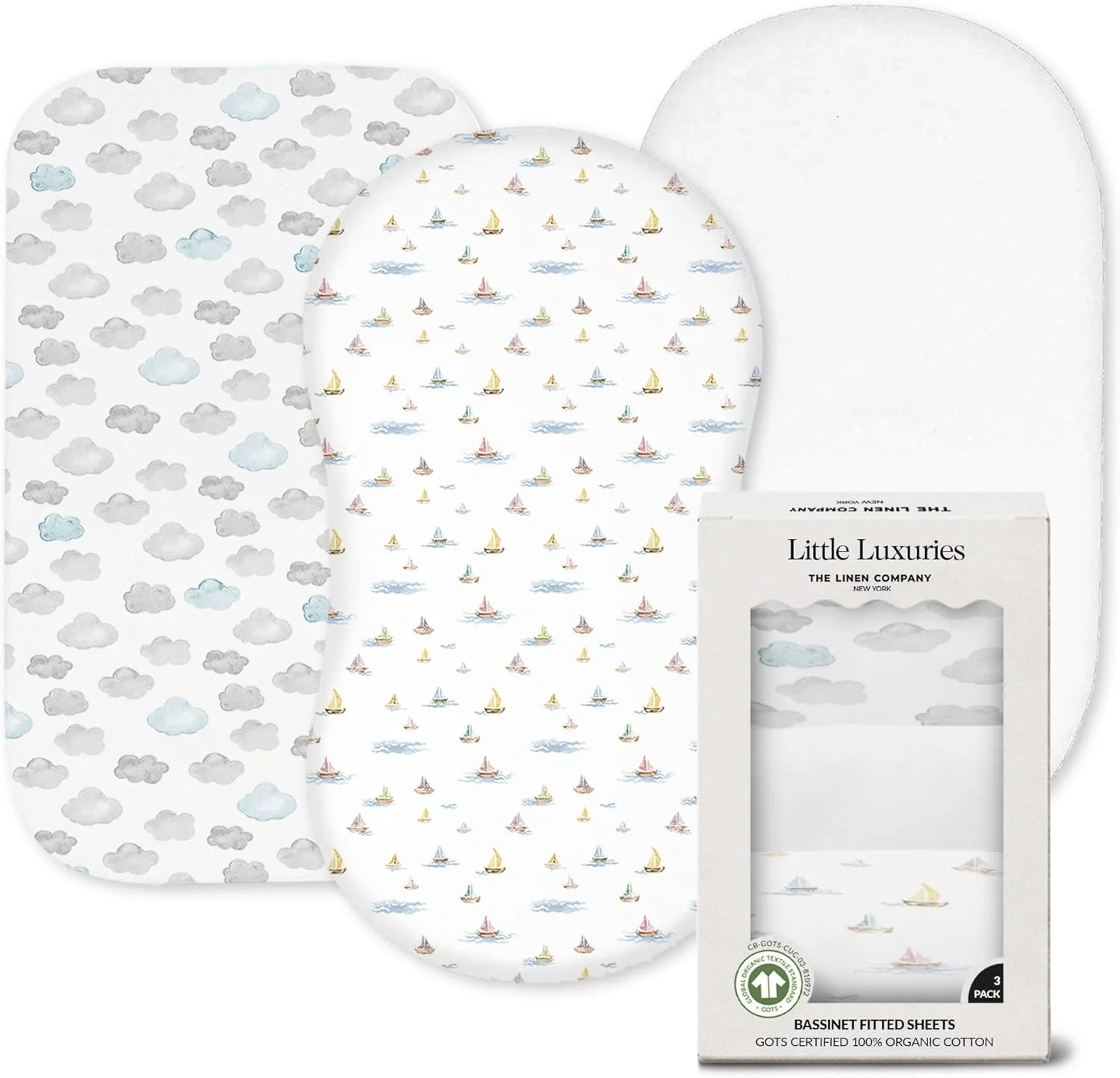 100% Organic Bassinet Fitted Sheets (3-Pack)