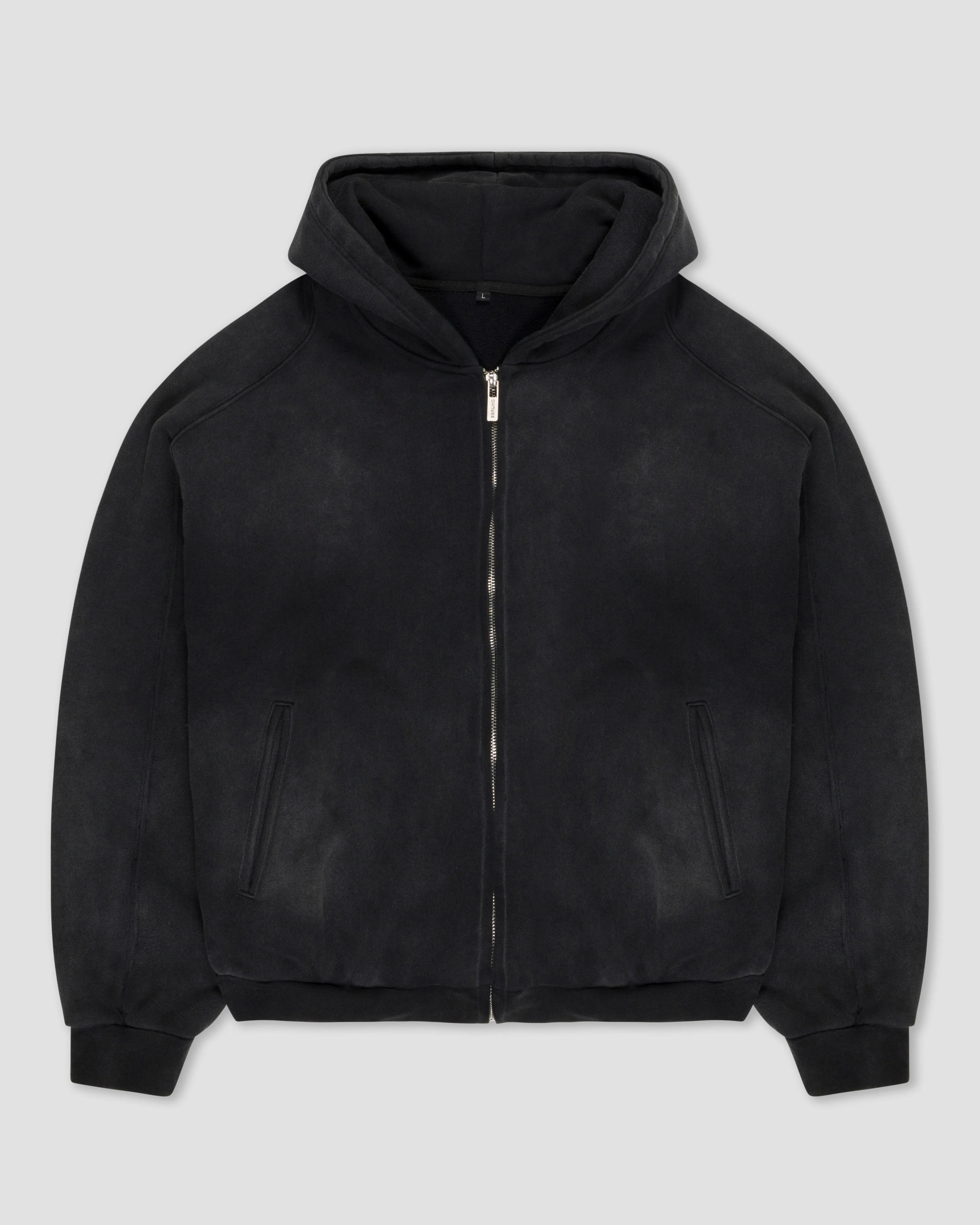 SUNFADED BLACK ZIP UP HOODIE