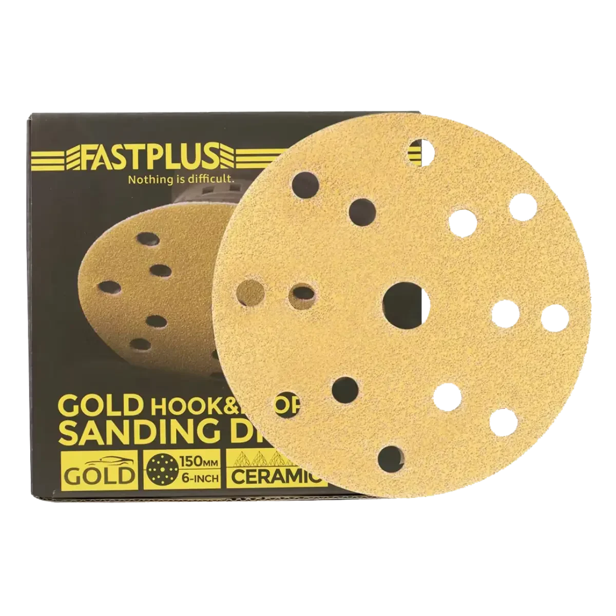 GOLD Sanding Discs 150mm 15 Holes 50 pieces