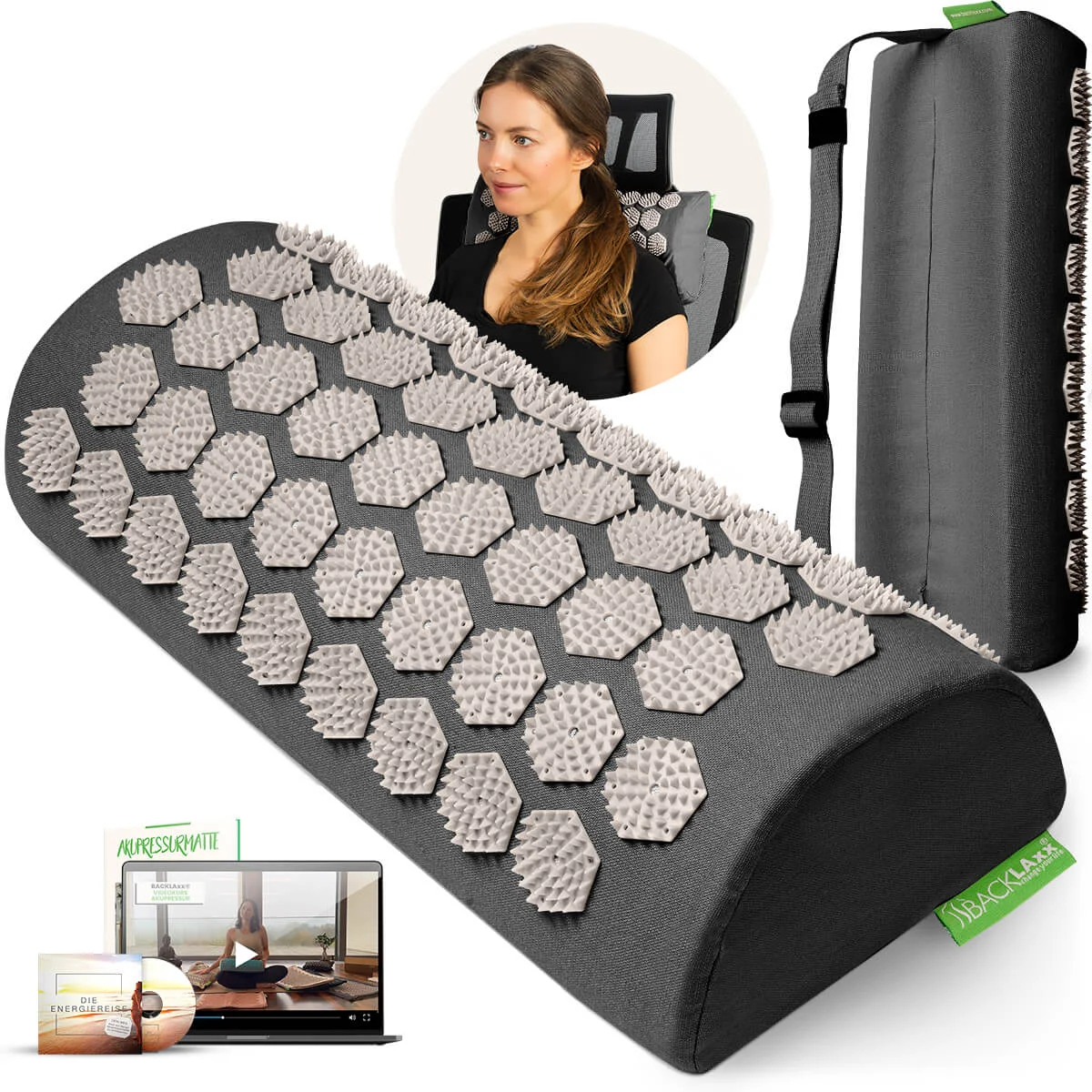 Akupressur Nackenrolle (inkl. gratis Videokurs, eBook & Hörbuch)