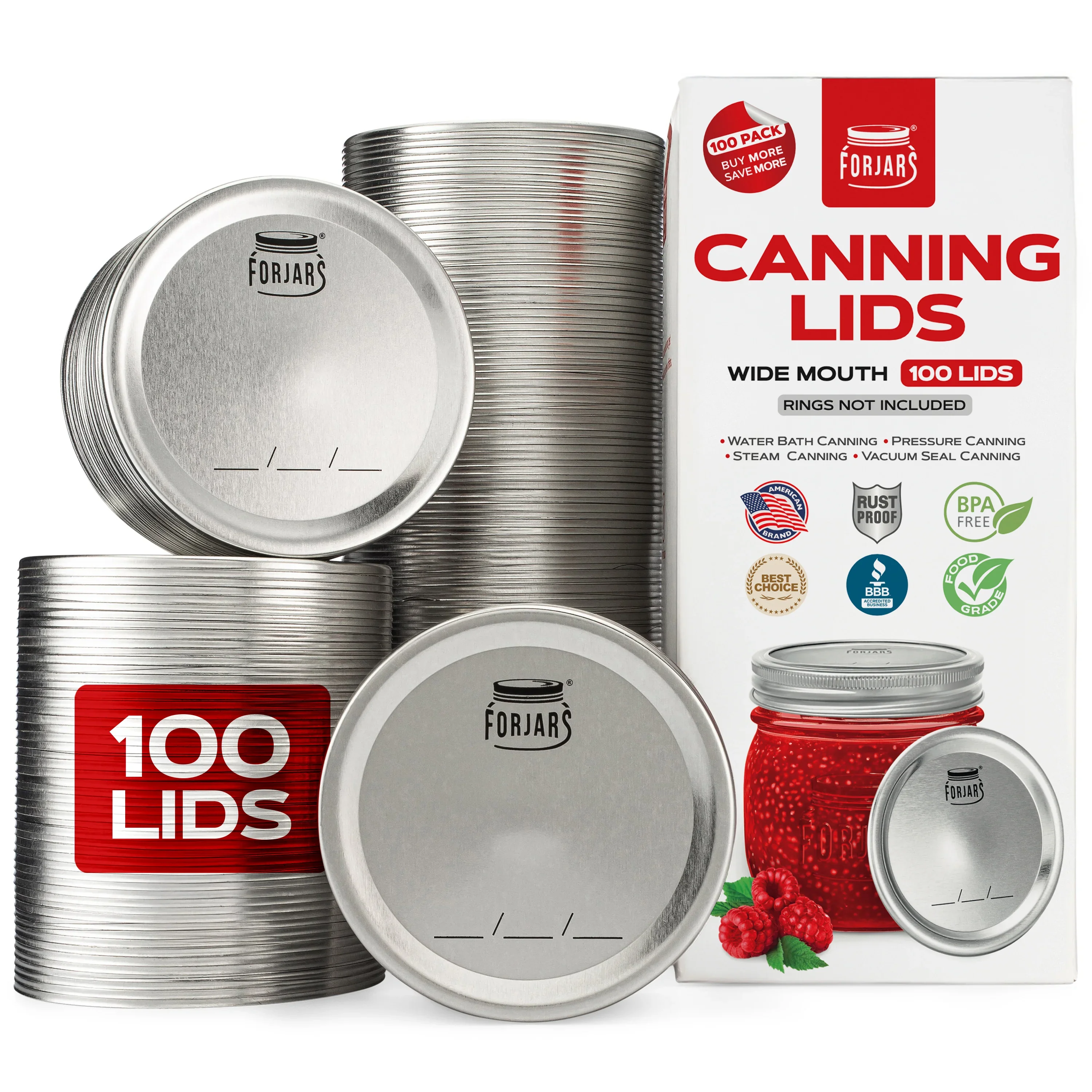 100 Wide Mouth Canning Lids