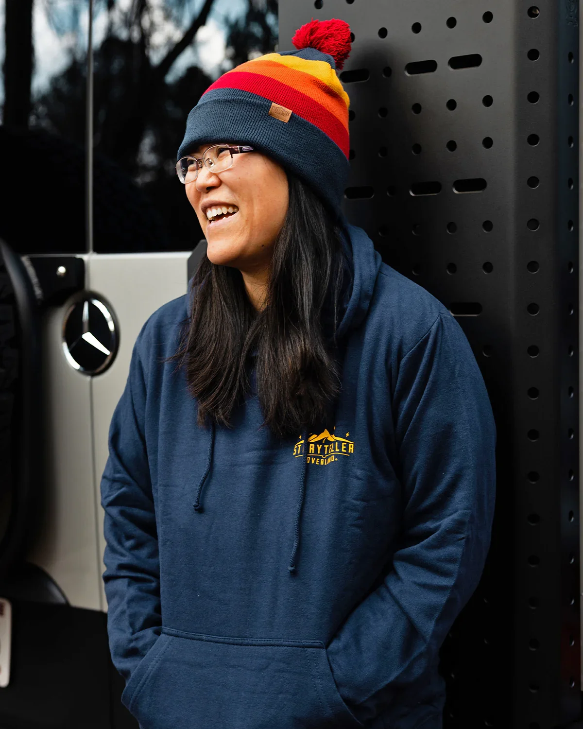 Navy Storyteller Mountains Hoodie