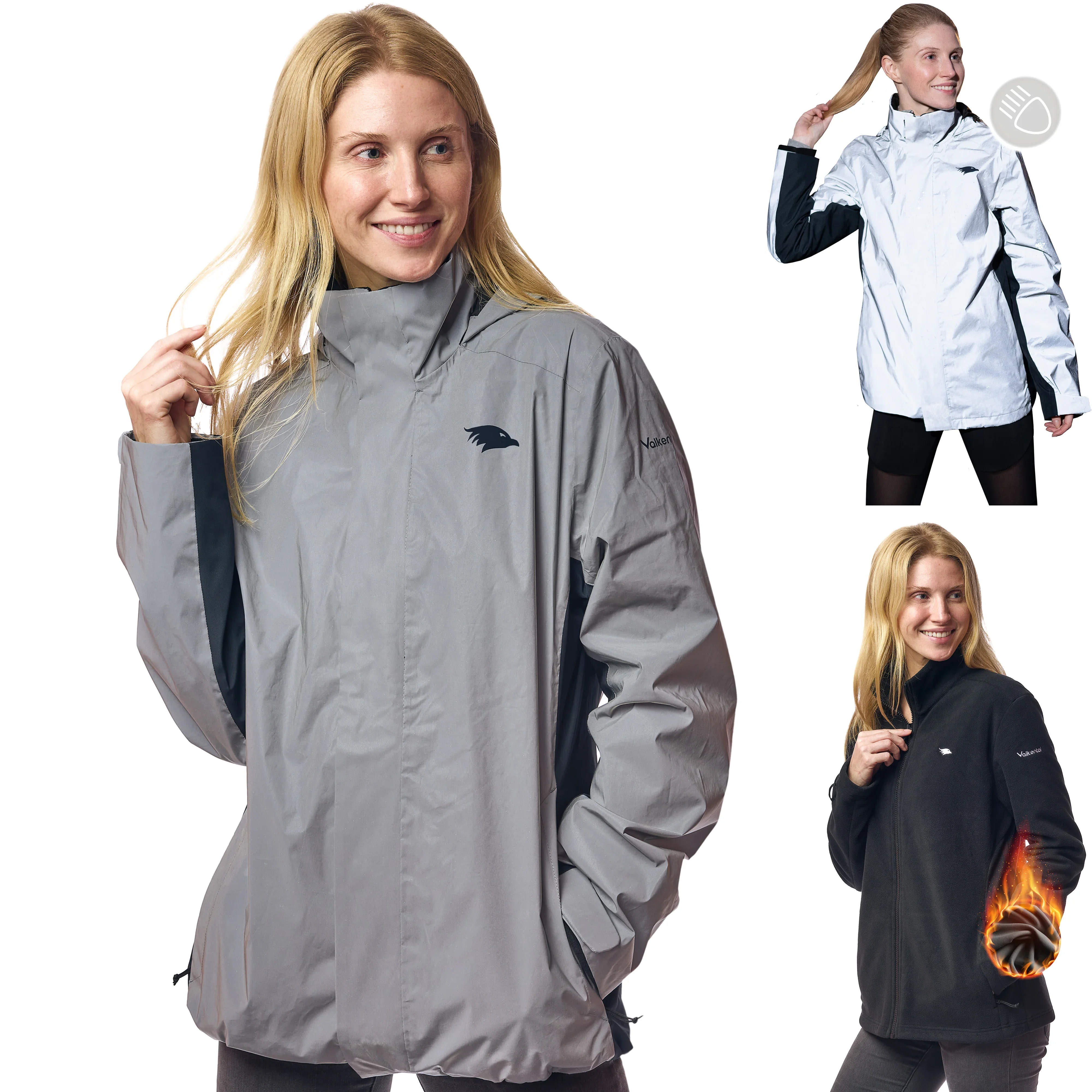 3in1 Smart Jacket - 100% reflektierend & wasserdicht mit Fleece Zipp-In