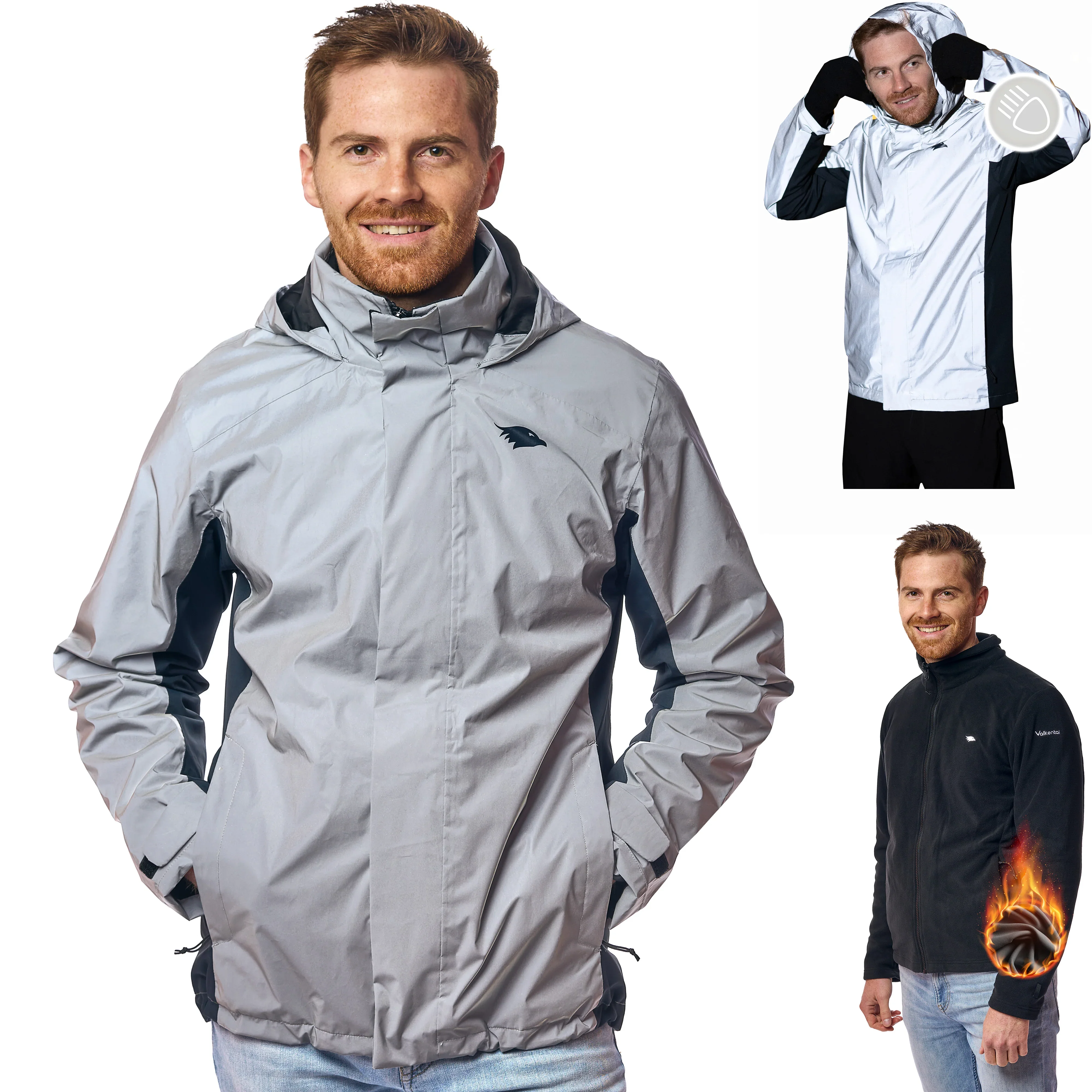 3in1 Smart Jacket - 100% reflektierend & wasserdicht mit Fleece Zipp-In
