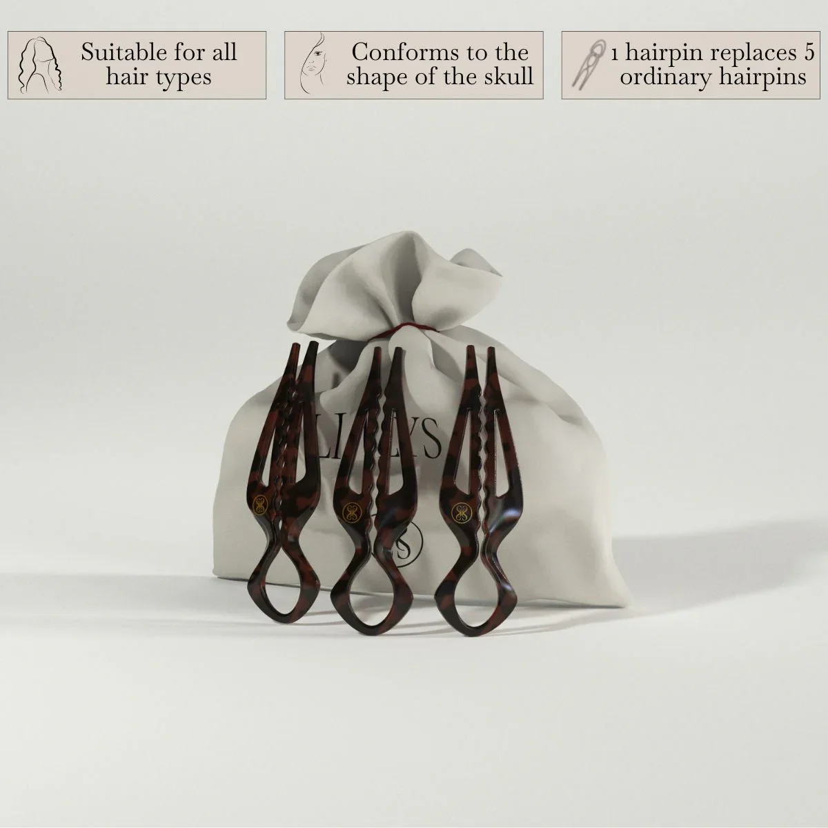 Prestige HairPin – Set of 3 (Brown)