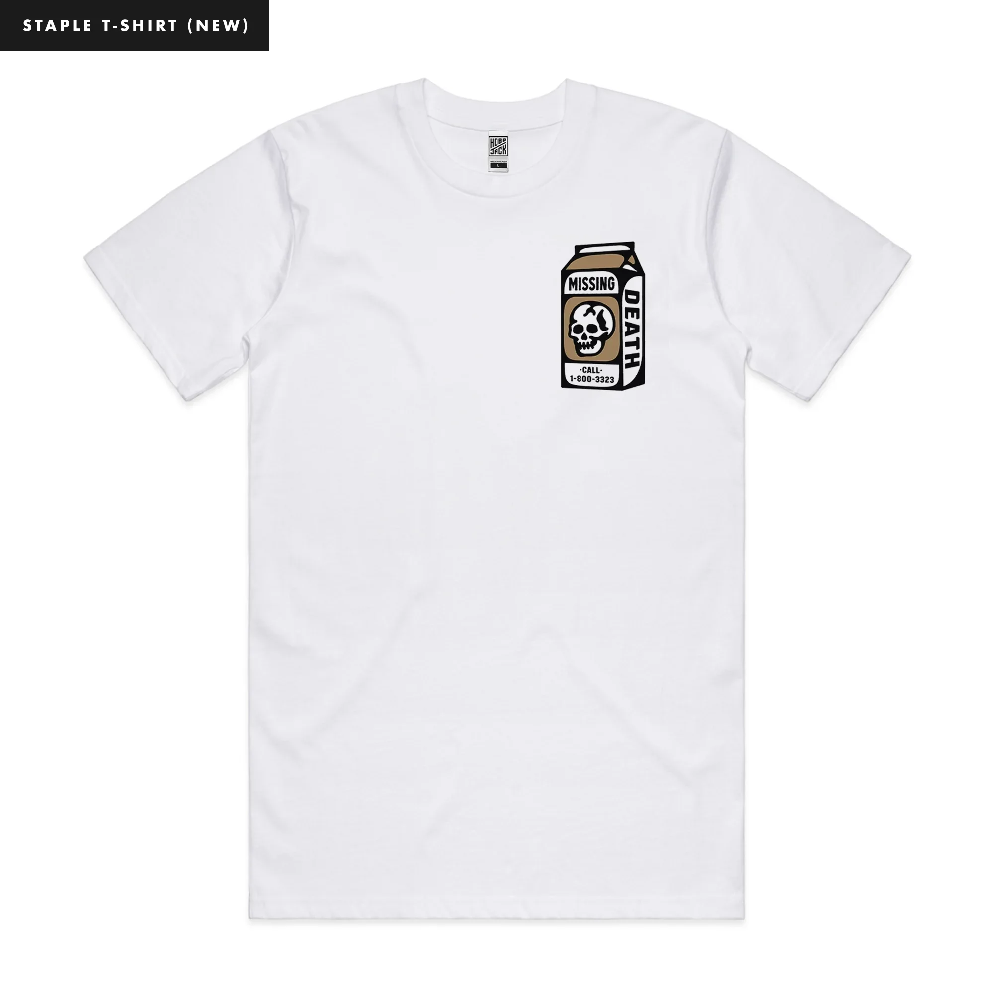 MISSING DEATH COFFEE - WHITE POCKET T-SHIRT - NEW STAPLE
