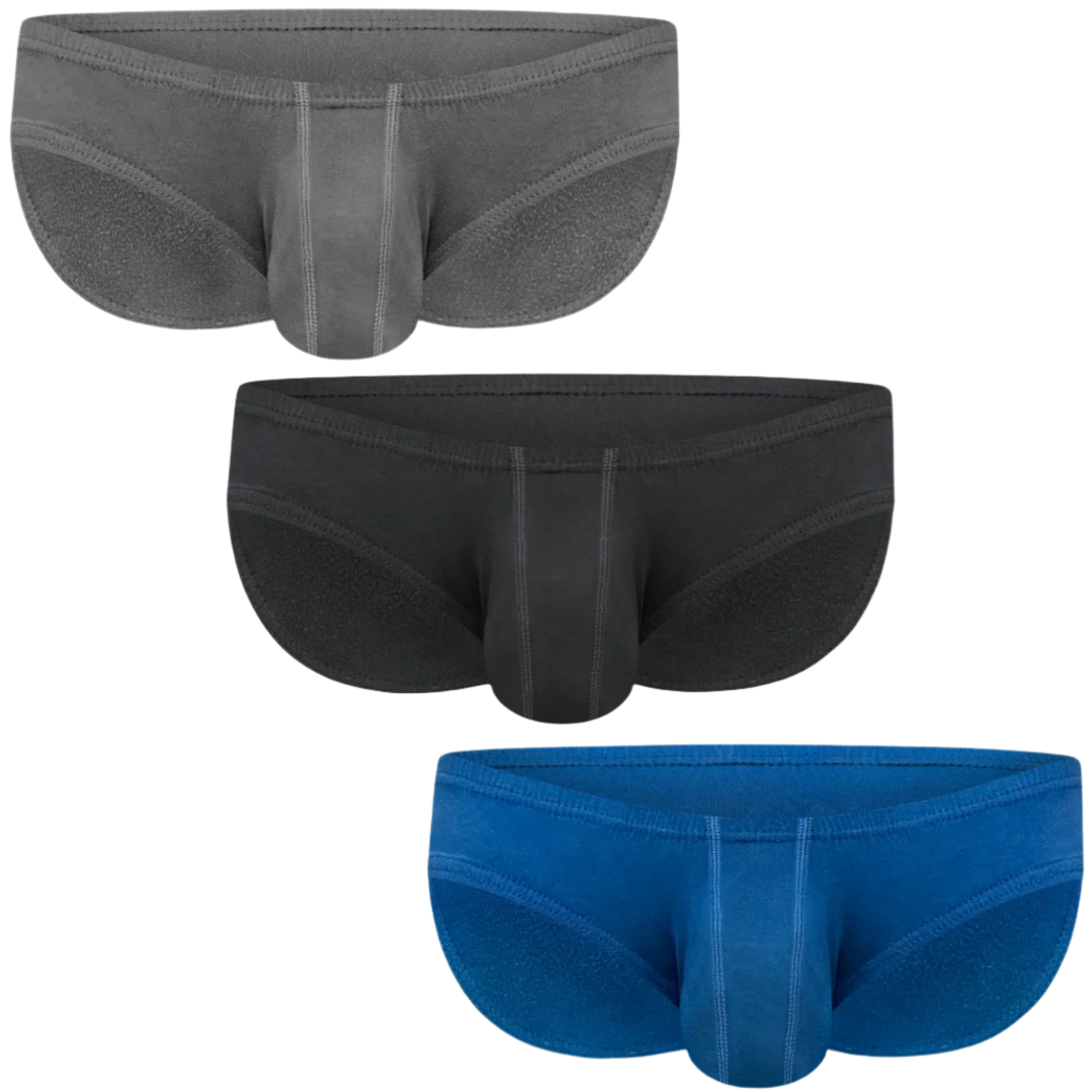 Modal 0in Low-Rise Bikini Briefs No Fly 3pk Black/Blue/Gray