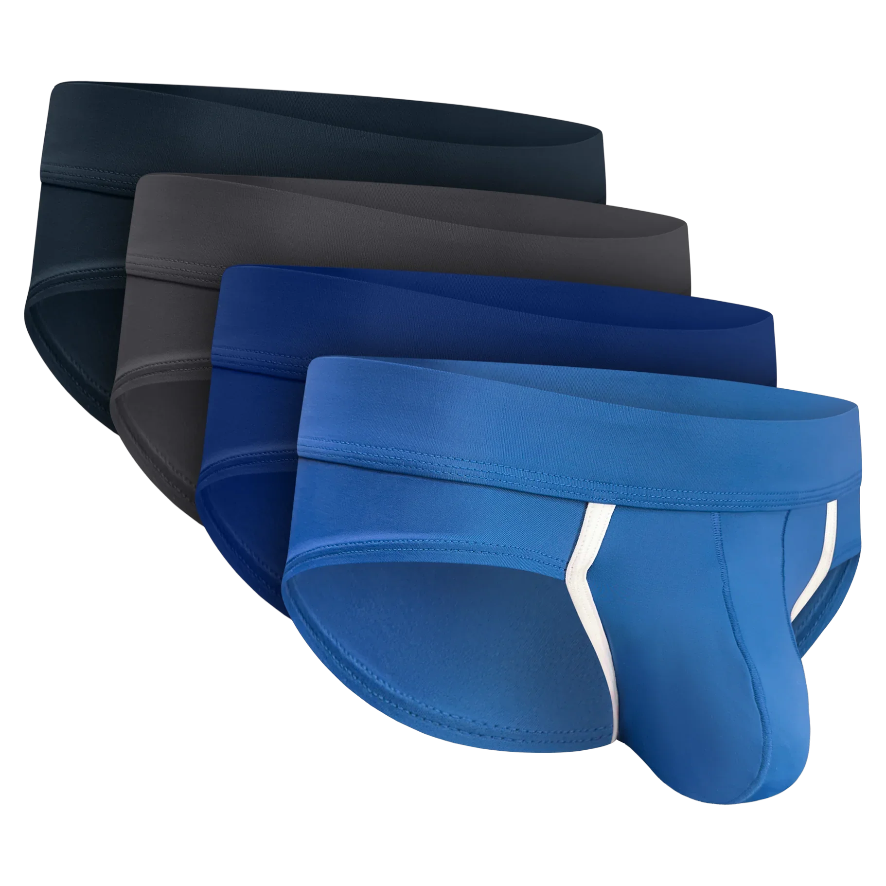 Nylon 0in Sport Briefs No Fly 4pk Blue/Gray/Dark Blue/Dark Gray
