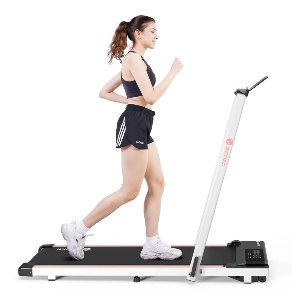 DeerRun A5 Pro Smart 2 in 1 Folding Treadmill Pink with Handrail, 300Lbs