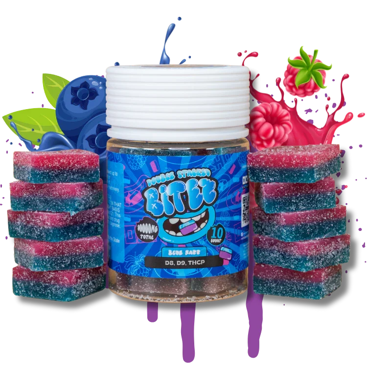 BITEZ Gummies 10,000MG Jarz - Delta-8 + Delta-9 + THCP - Blue Razz