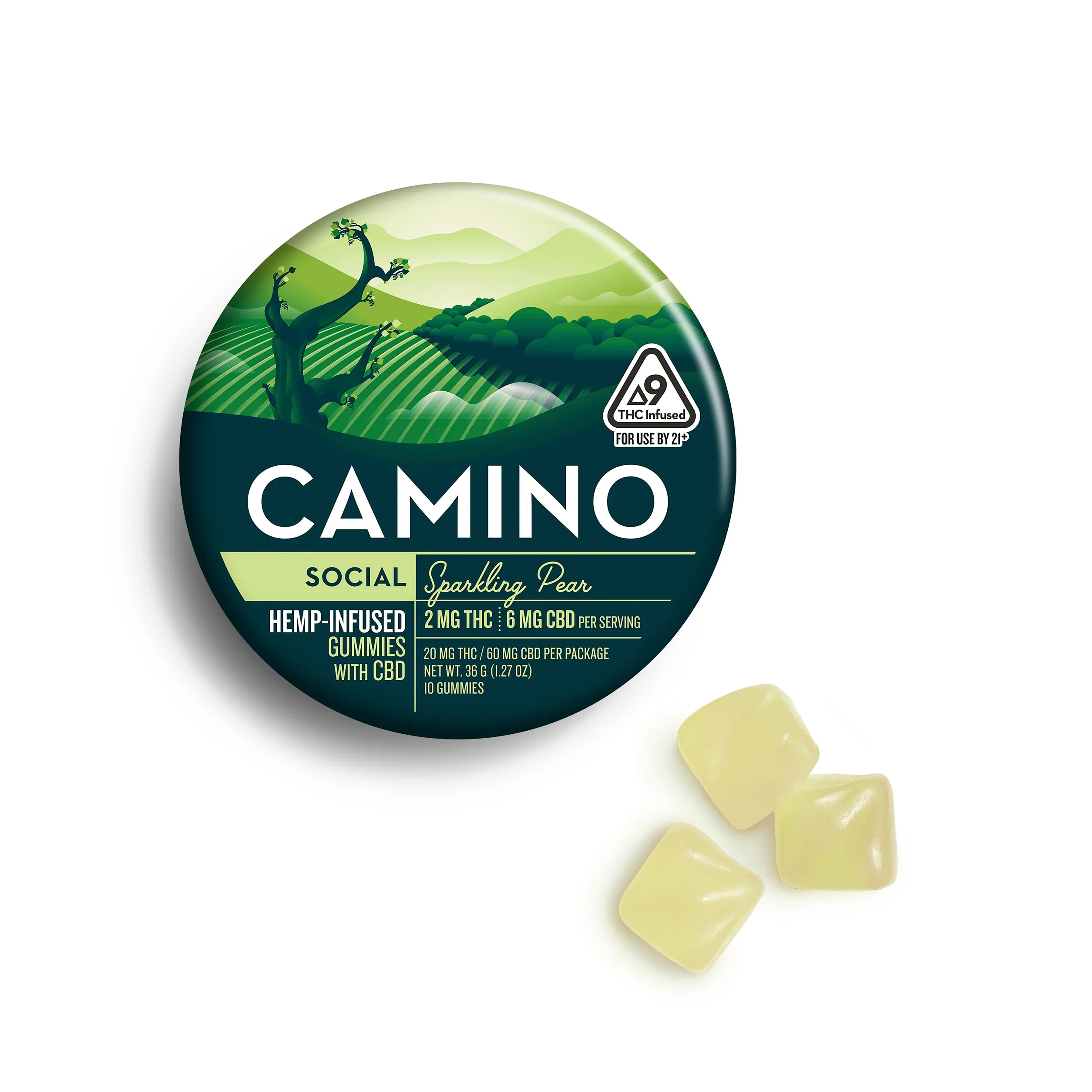Camino Sparkling Pear 'Social' 2mg : 6mg CBD Gummies