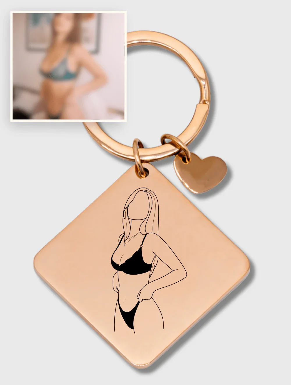 Spicy Custom Engraved Photo Keychain