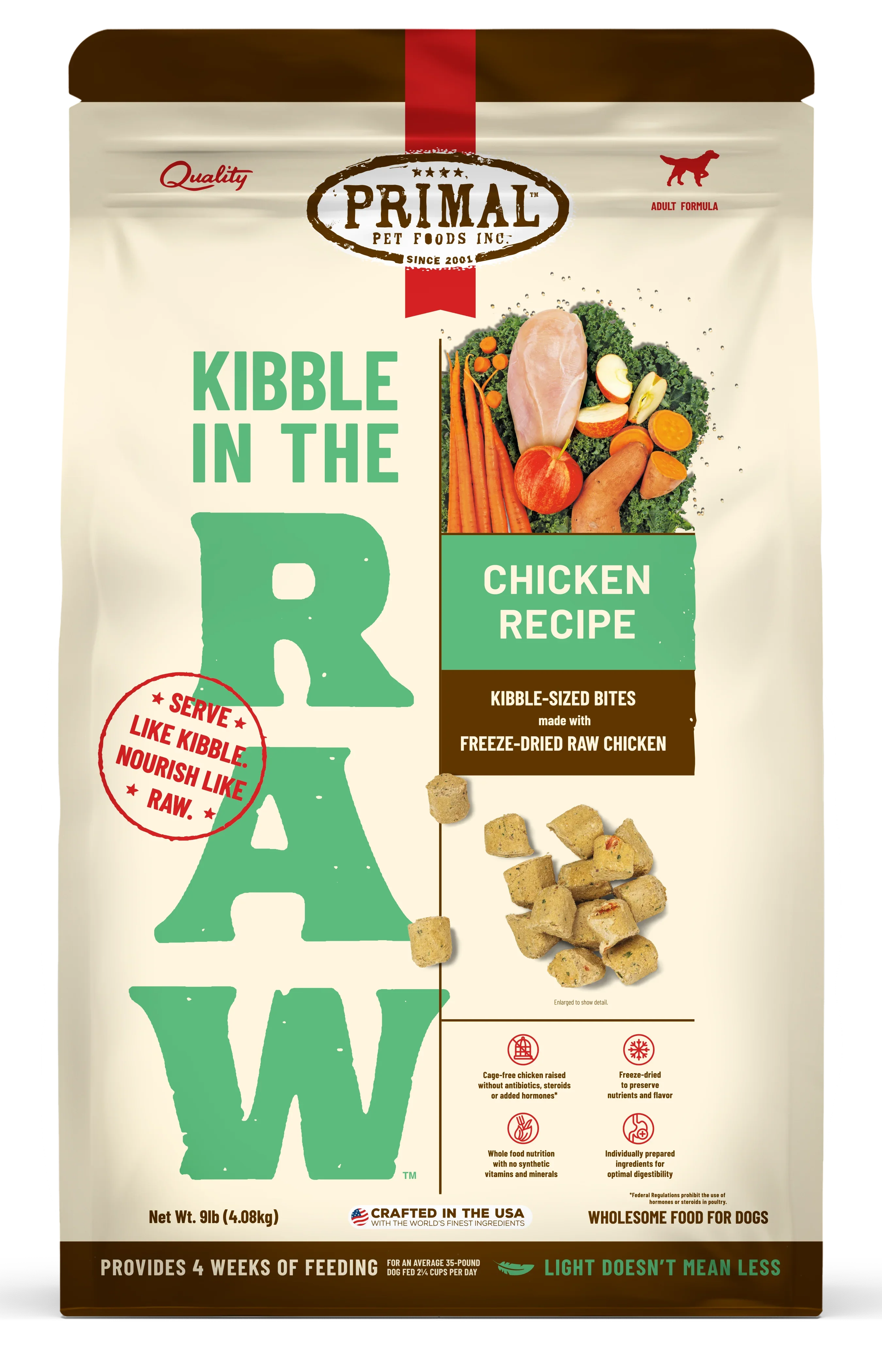 Kibble in the Raw Dog Food - Chicken Recipe