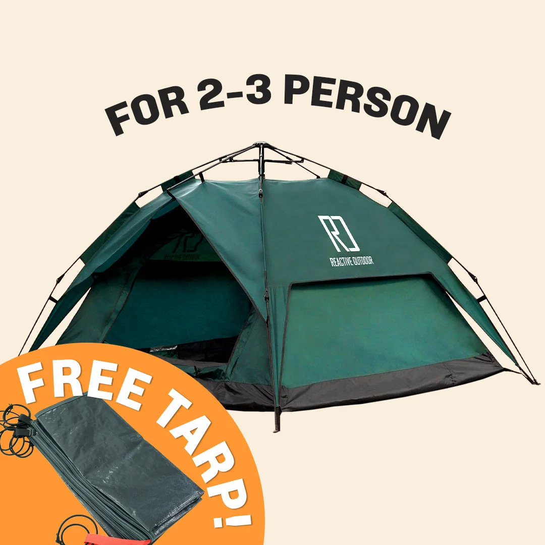 Large-Sized 3 Secs Tent + FREE Camping Tarp (Up to 3 Person, UK)