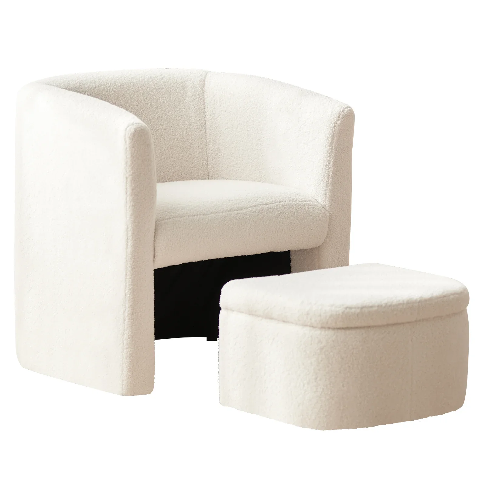COLAMY NUIA Accent Barrel Chair with Storage Ottoman Set