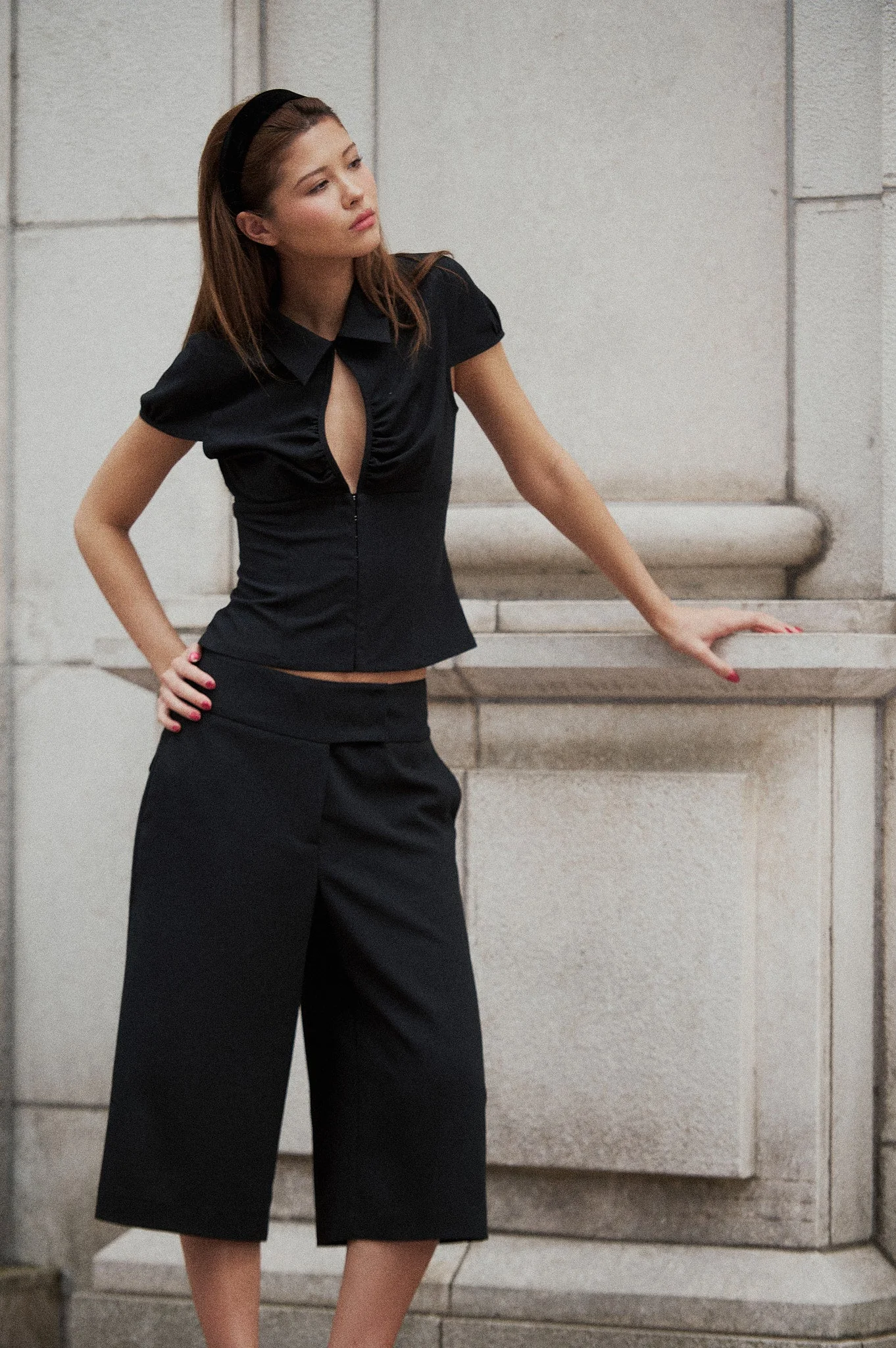 Wide Waistband Bermuda Shorts