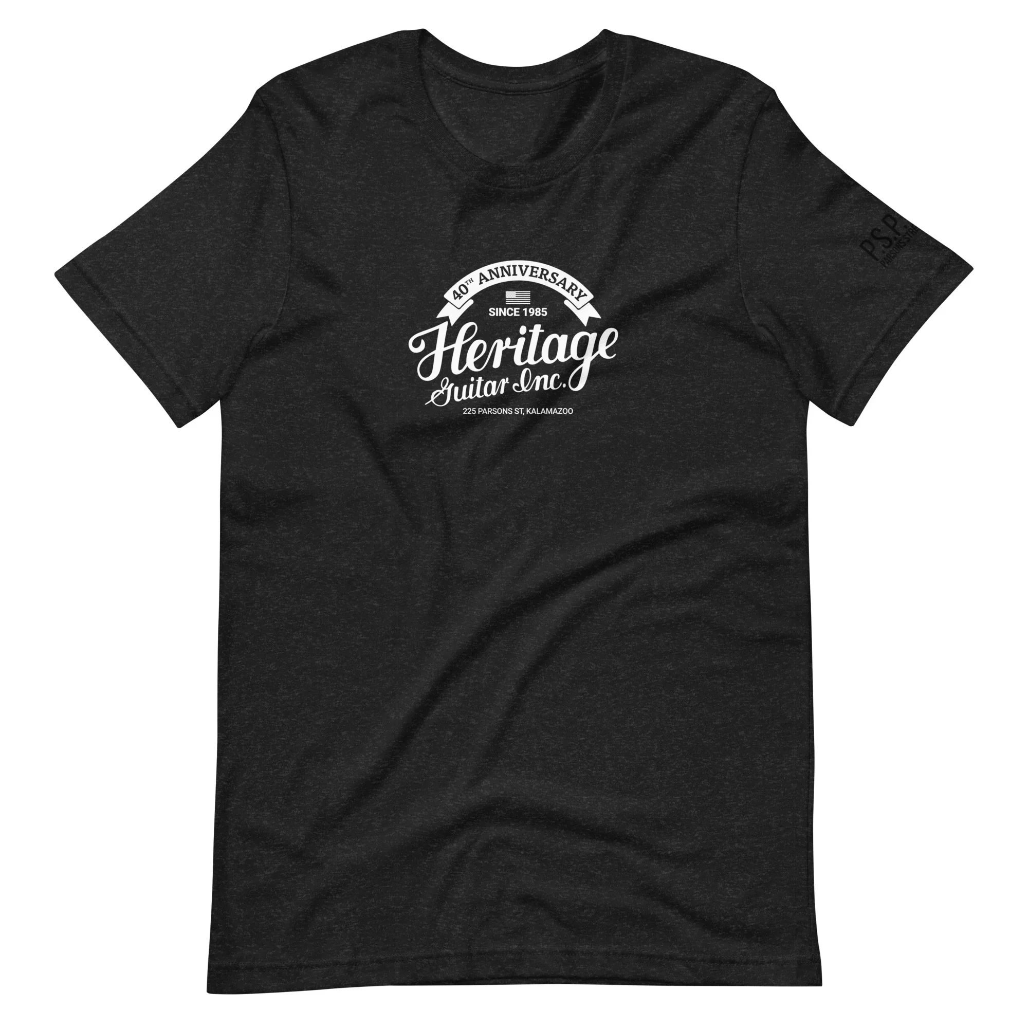 Heritage Guitars 40th Anniversary T-Shirt, Black Heather / Sage