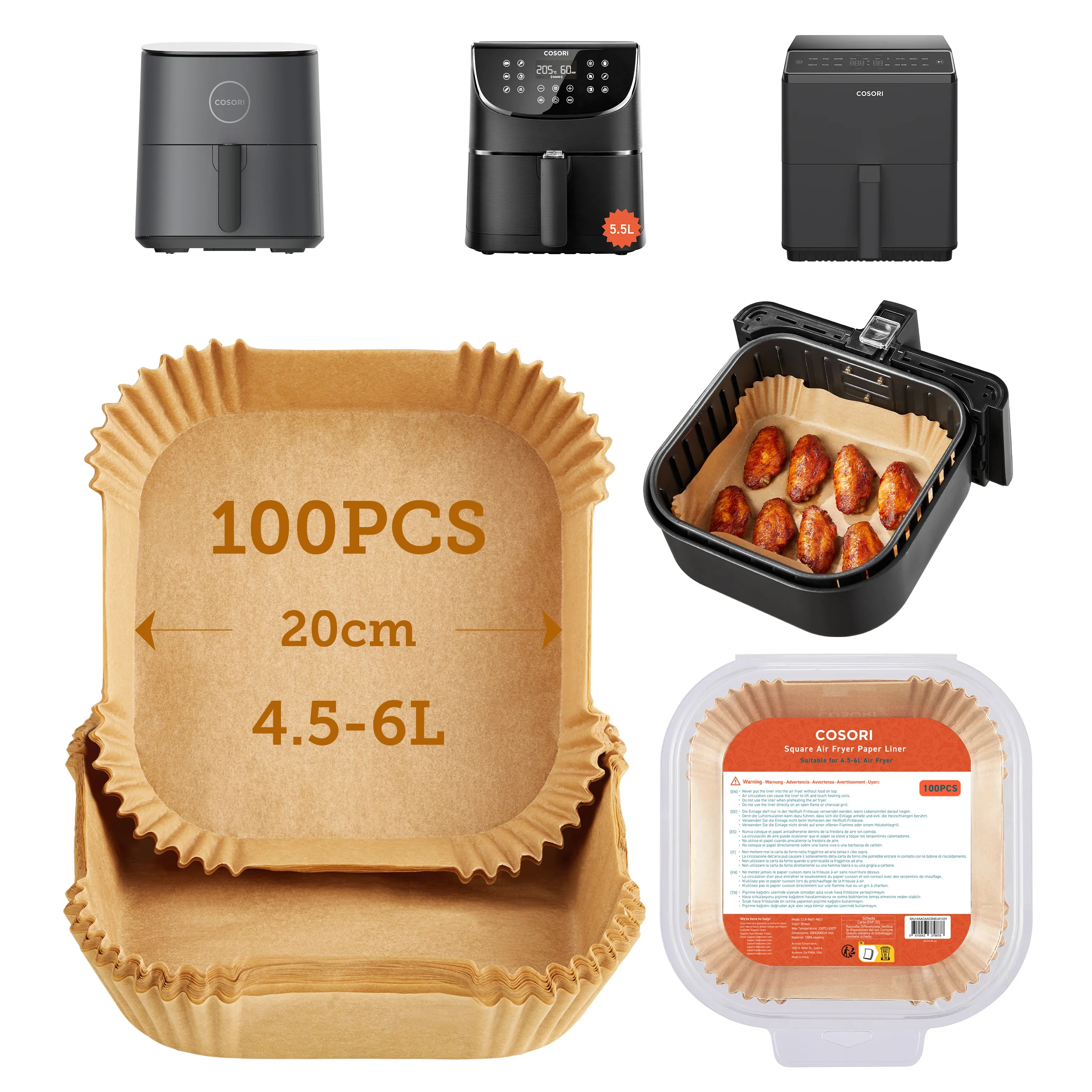 COSORI Backpapier für Heißluftfritteuse 4.5-6L