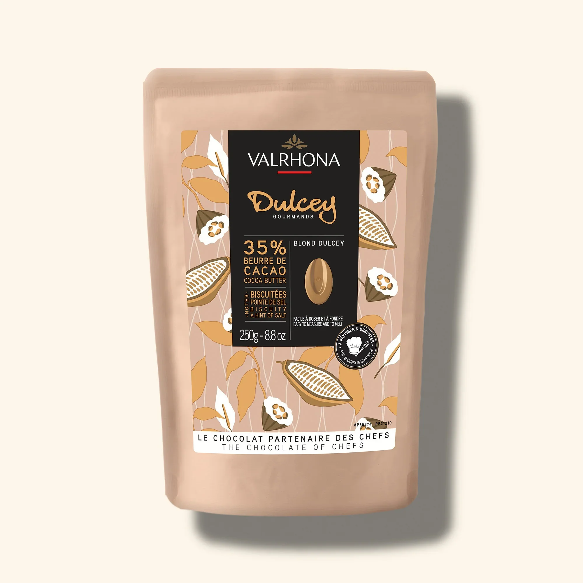 Chocolat de couleur blonde pour la pâtisserie Dulcey 35% - 250g