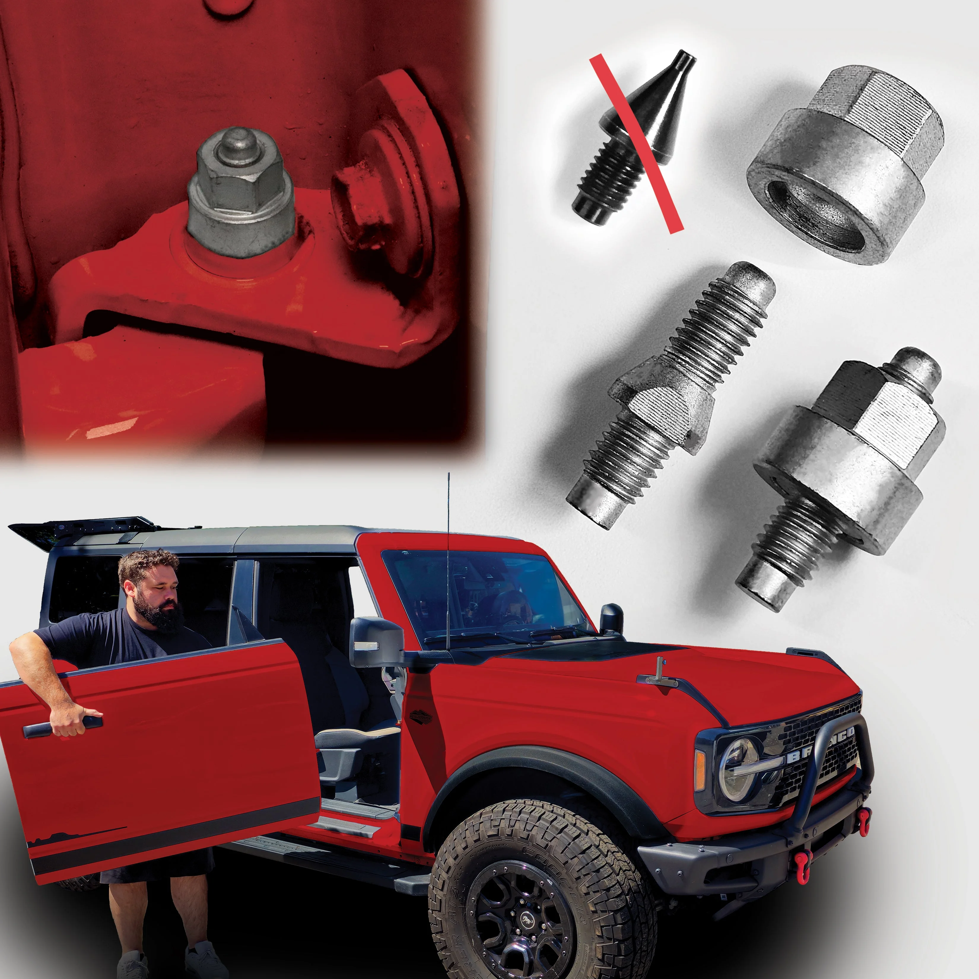2021+ Bronco 2DR Hinge Alignment Pin Guide Kit | EZ4X4