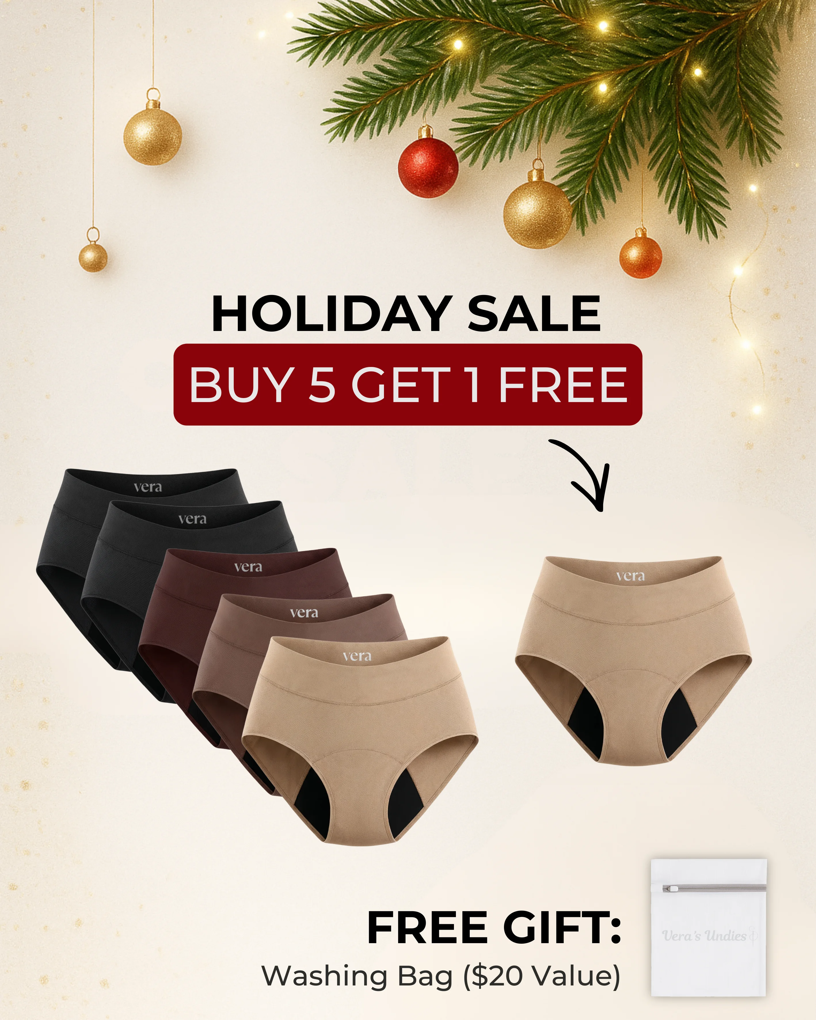 Vera's Signature Leakproof Underwear (5 + 1 Free)