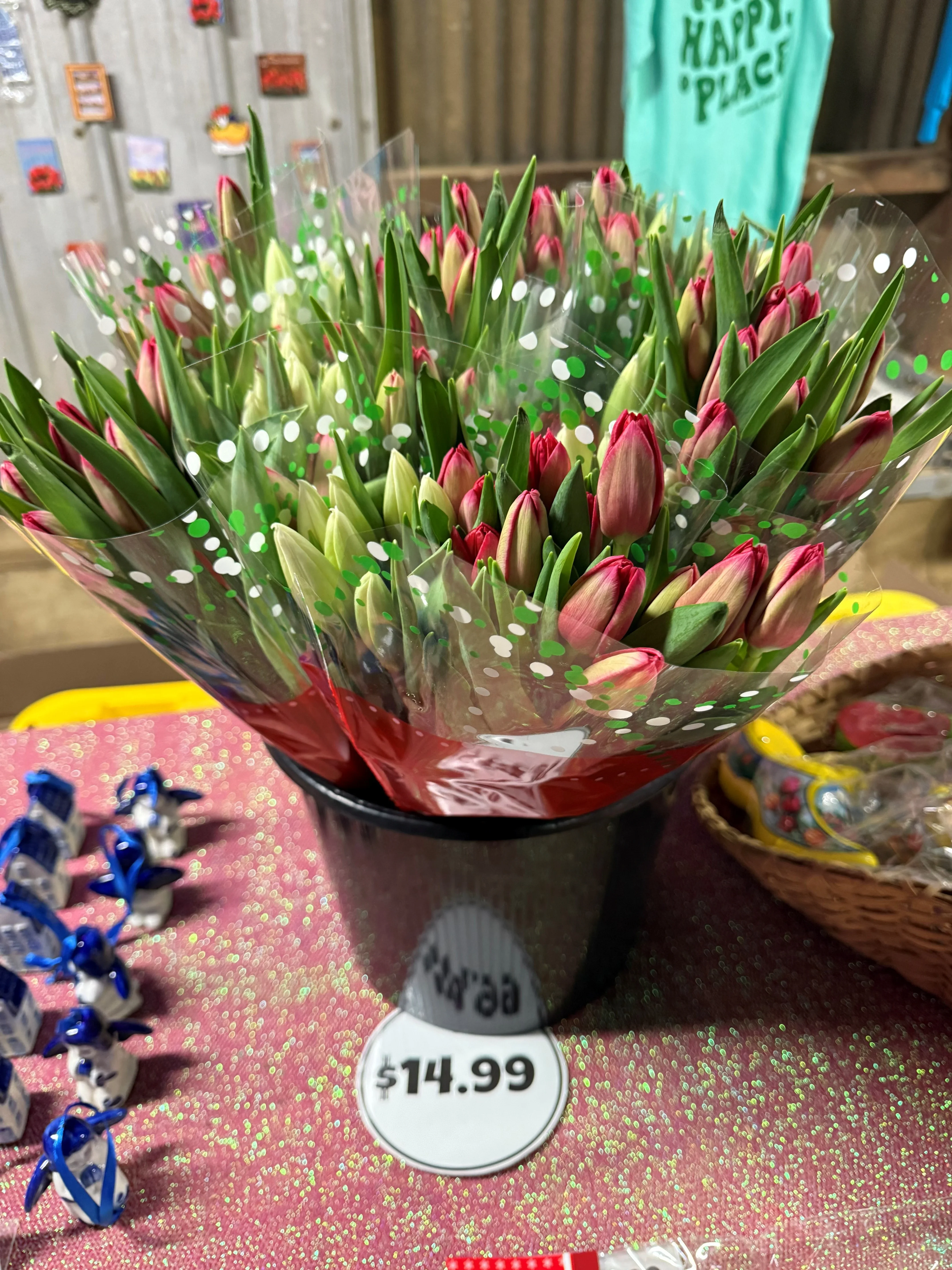 Fresh Tulips 20-Stem red and white