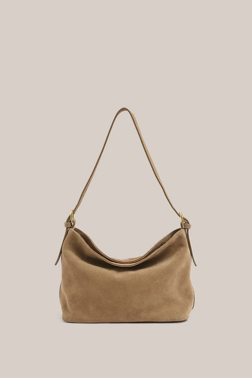 Eden Brown Suede Shoulder Bag