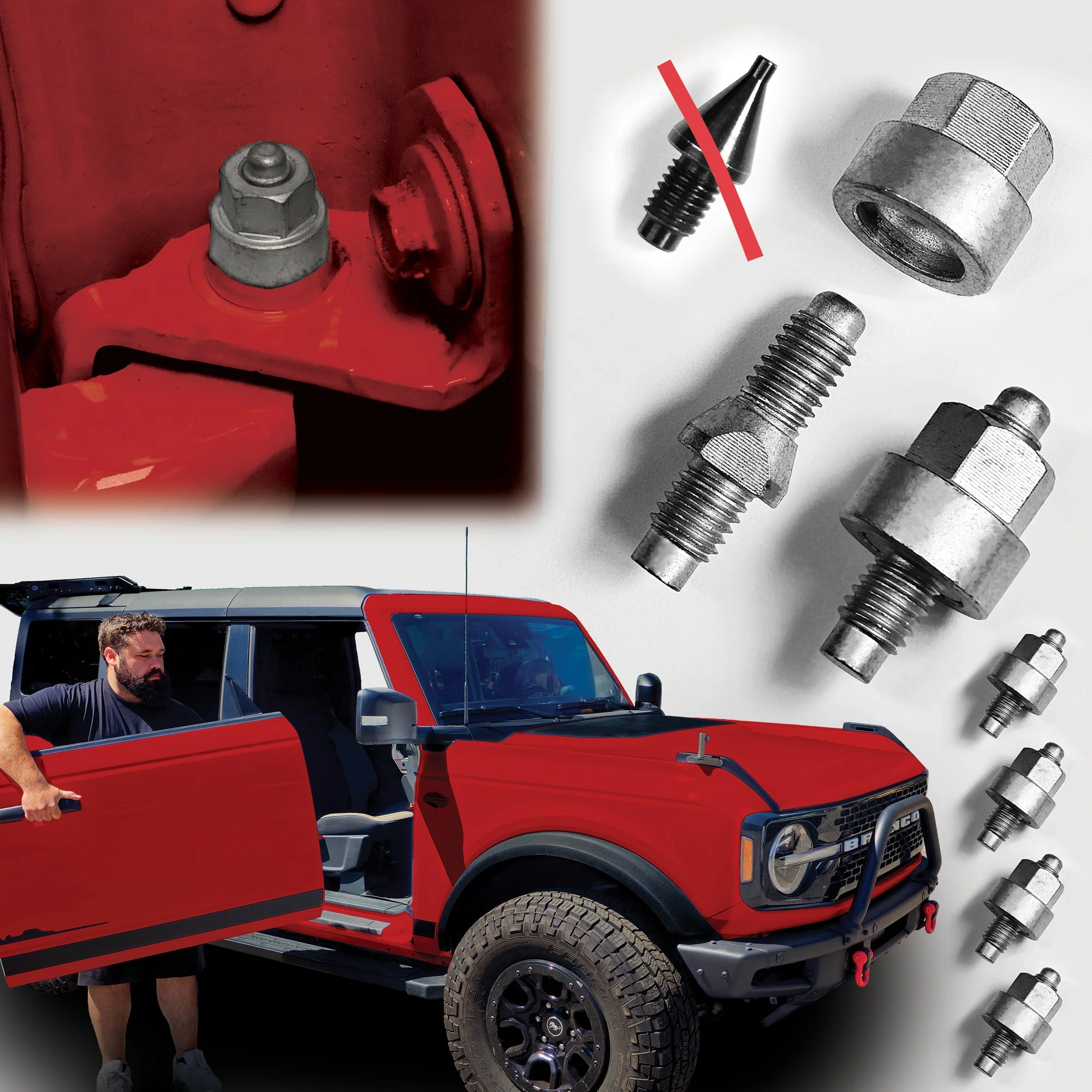 2021+ Bronco 4DR Hinge Alignment Pin Guide Kit | EZ4X4