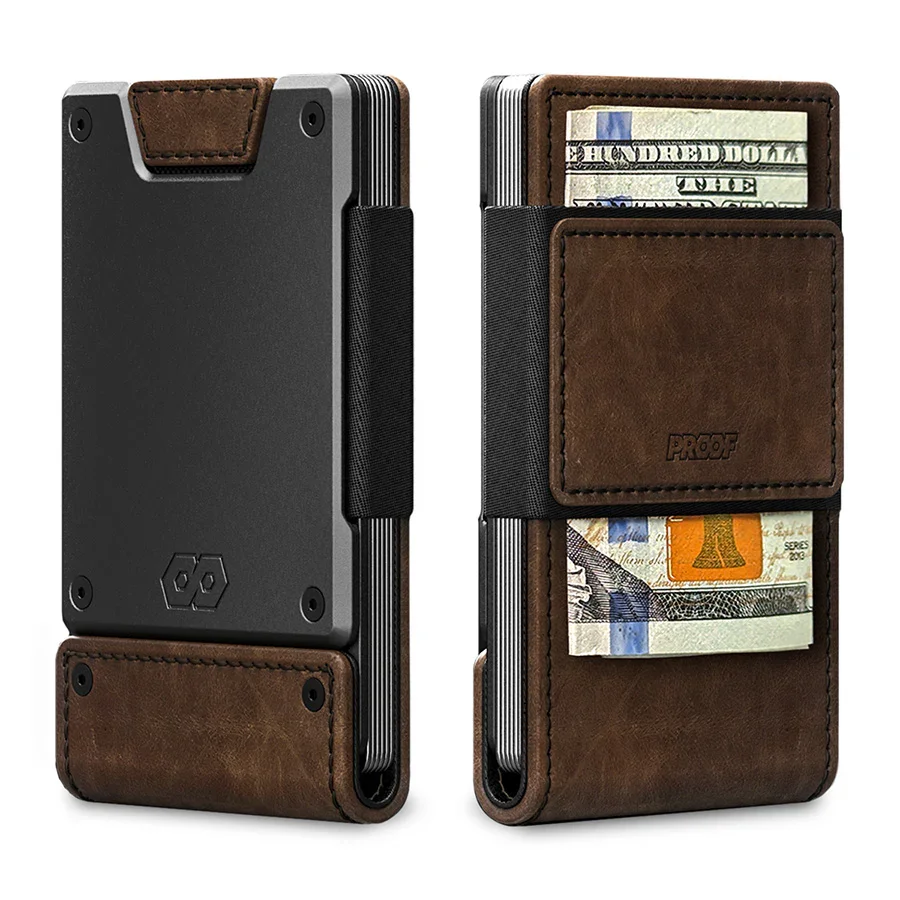 PROOF Wallet | The Founder | Top Grain Bomber Leather & Dark Gunmetal
