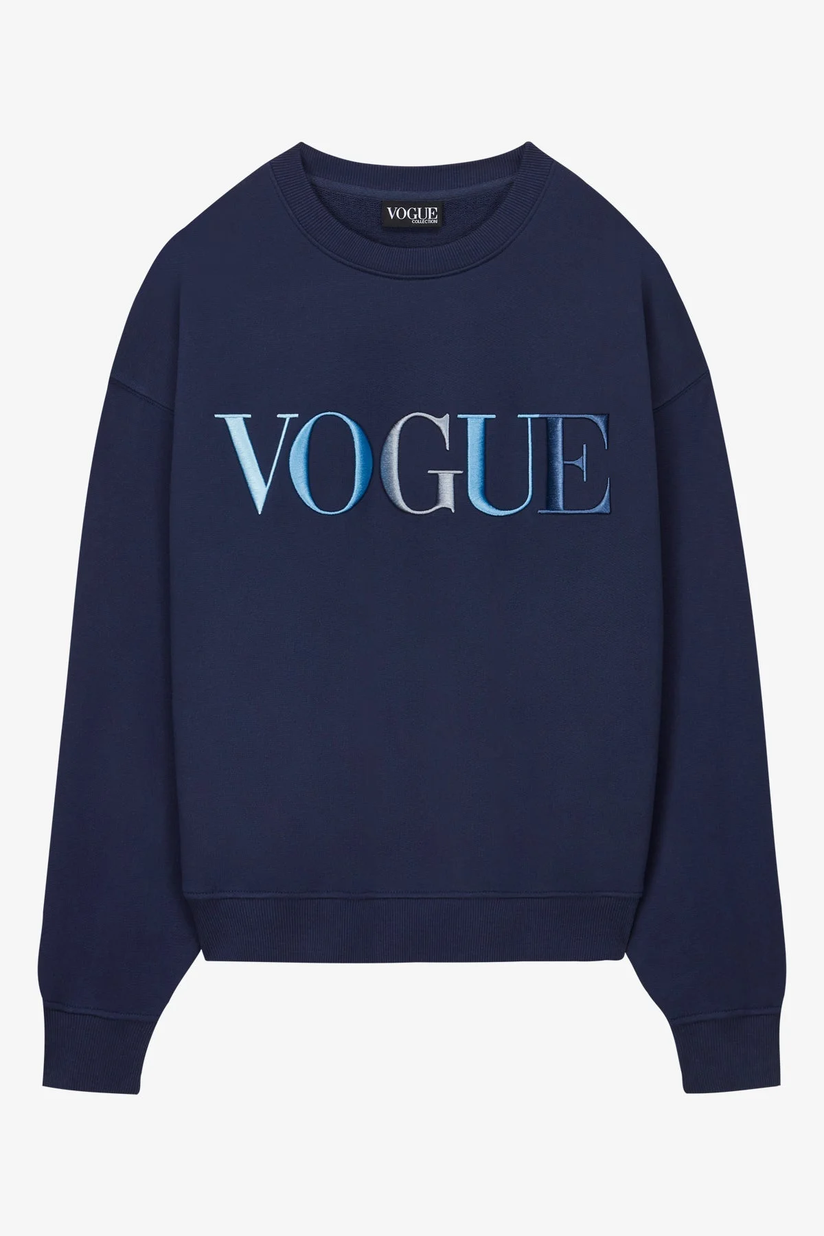 VOGUE Sweatshirt Navy Embroidered Colorful Logo