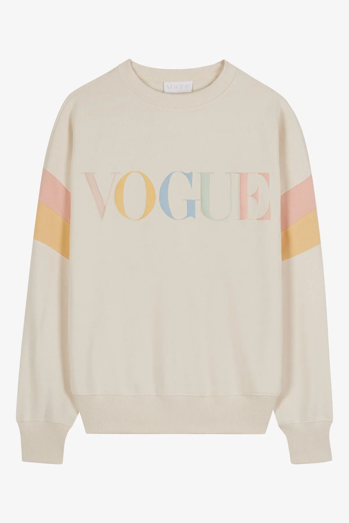 VOGUE Sweatshirt Ivory Embroidered Colorful Logo