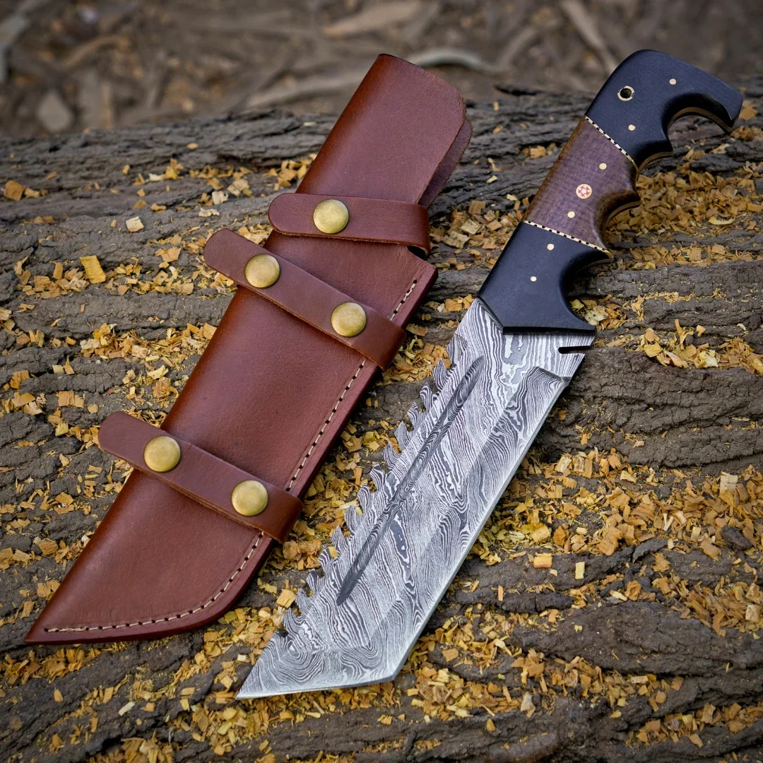 Voyager Vanguard: HANDMADE DAMASCUS Steel Hunting Tracker Fix Blade Knife Full Tang