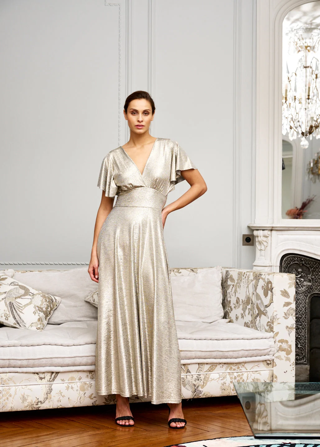 Dress Albane: Elegant, Formal, Long Gold Dress