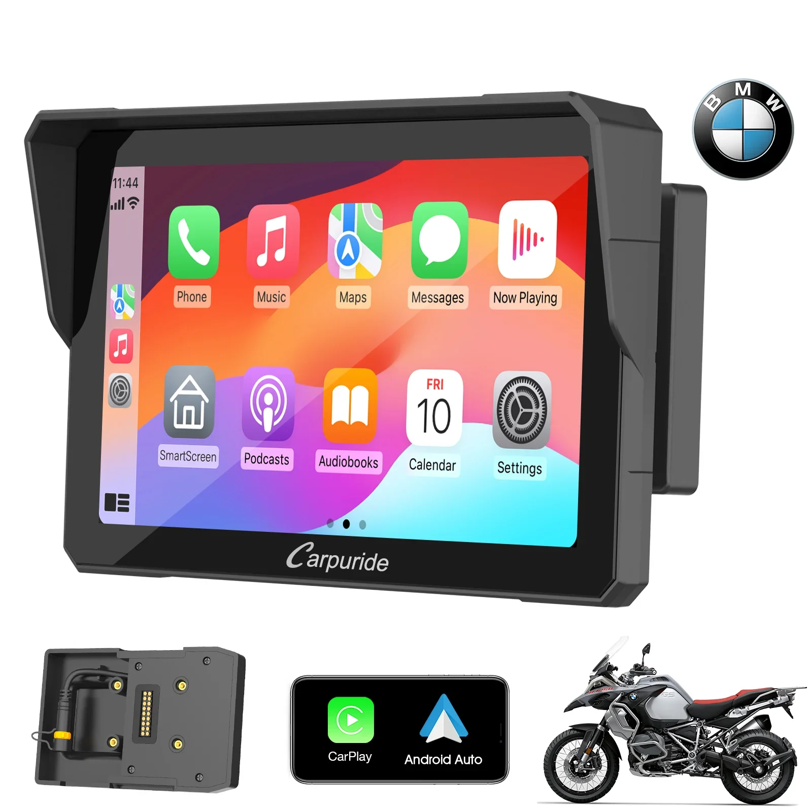 Carpuride W702B/W502B/W619B Wireless Portable Motorcycle Stereo Compatible Navigation Bracket