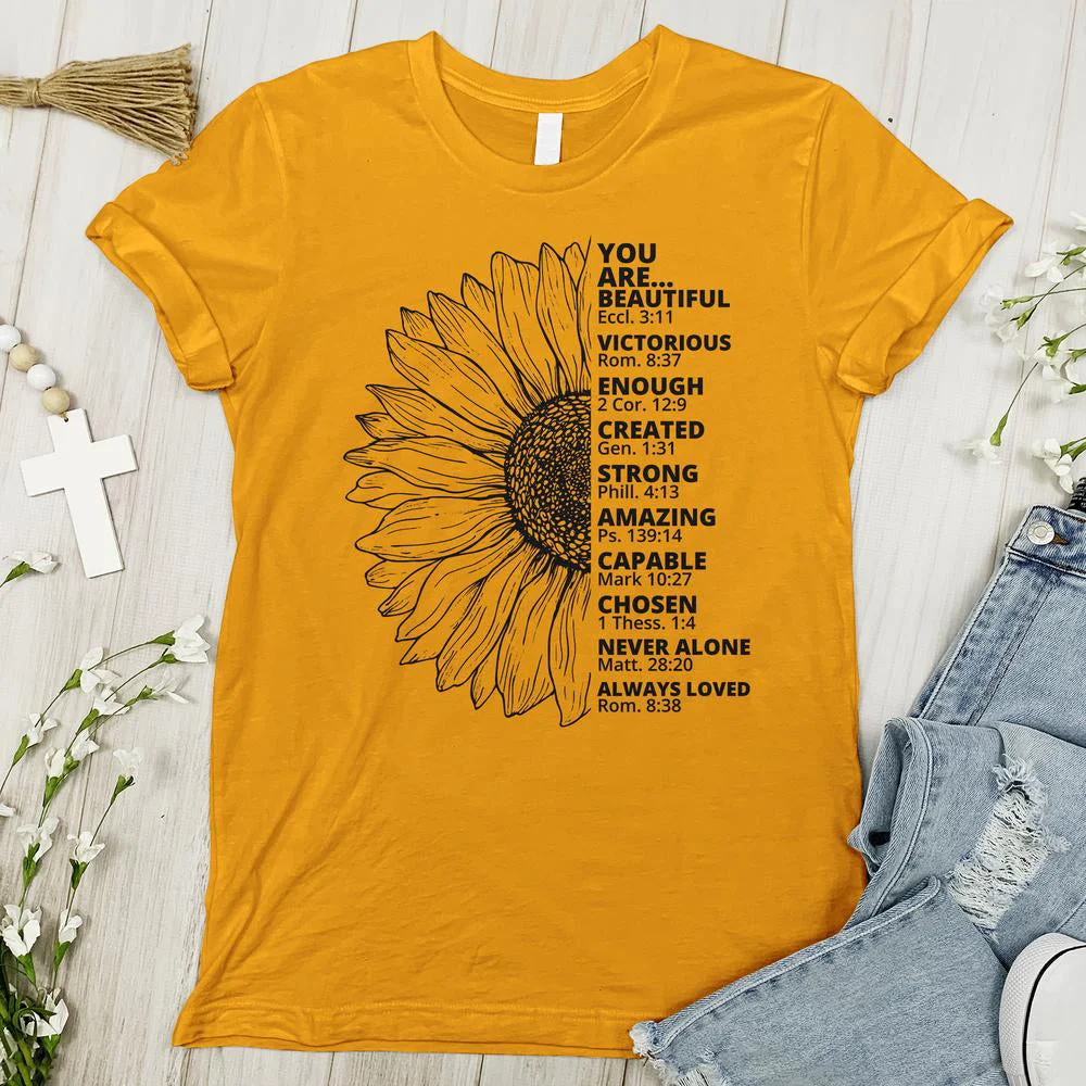 Sunflower Thankful Grateful Blessed Inspirational Tee