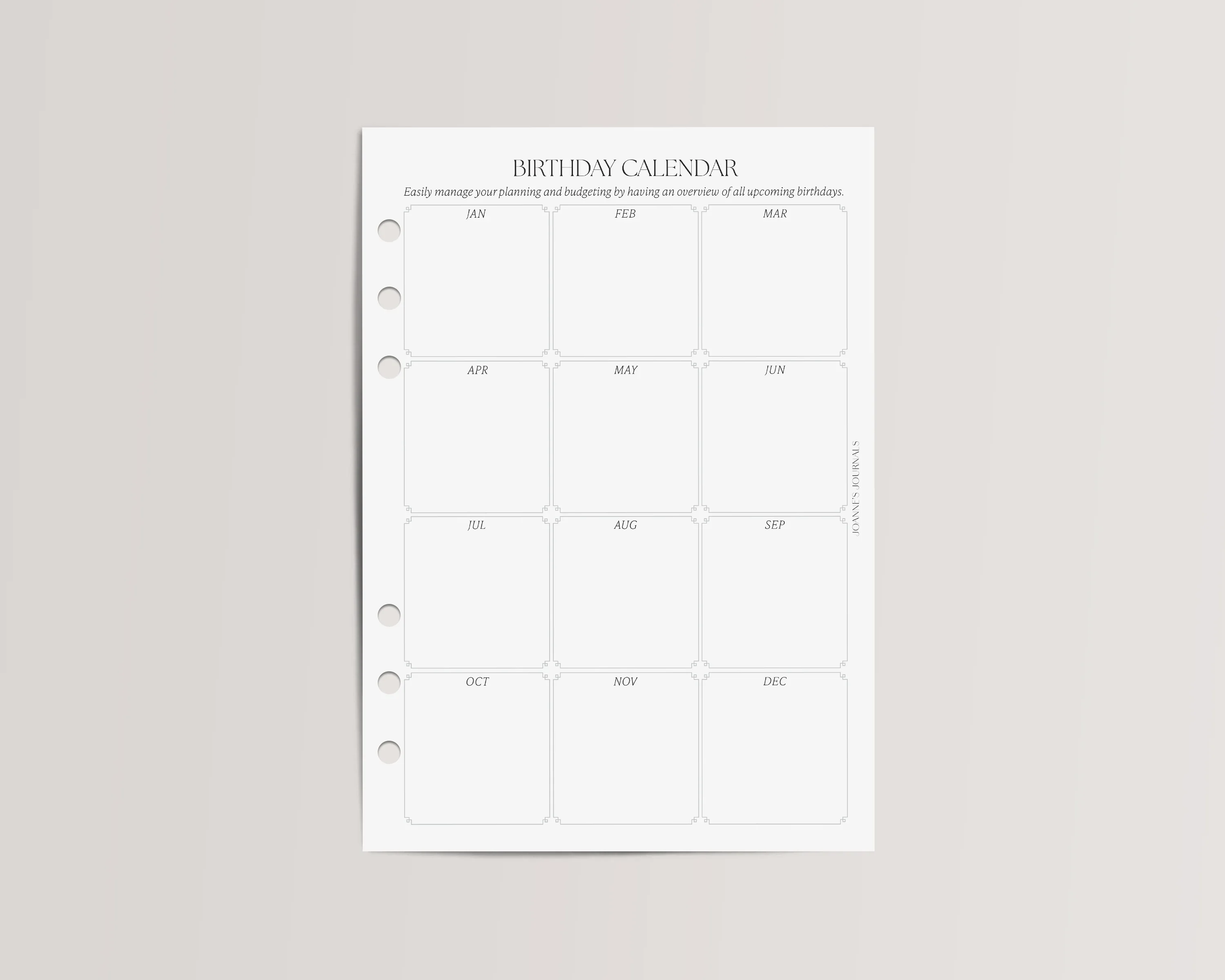 Birthday Calendar