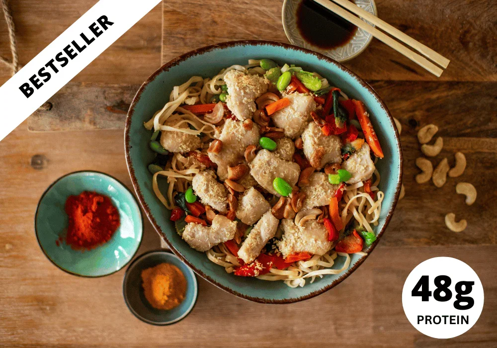 Rijstnoedels met kip