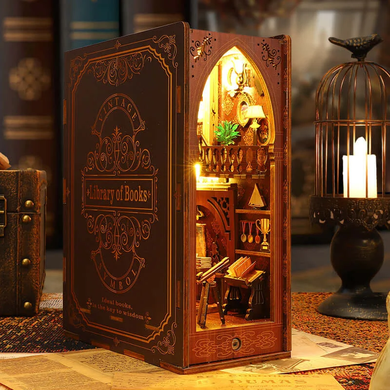 Library Of Books Wooden Puzzle Book Nook Bookshelf